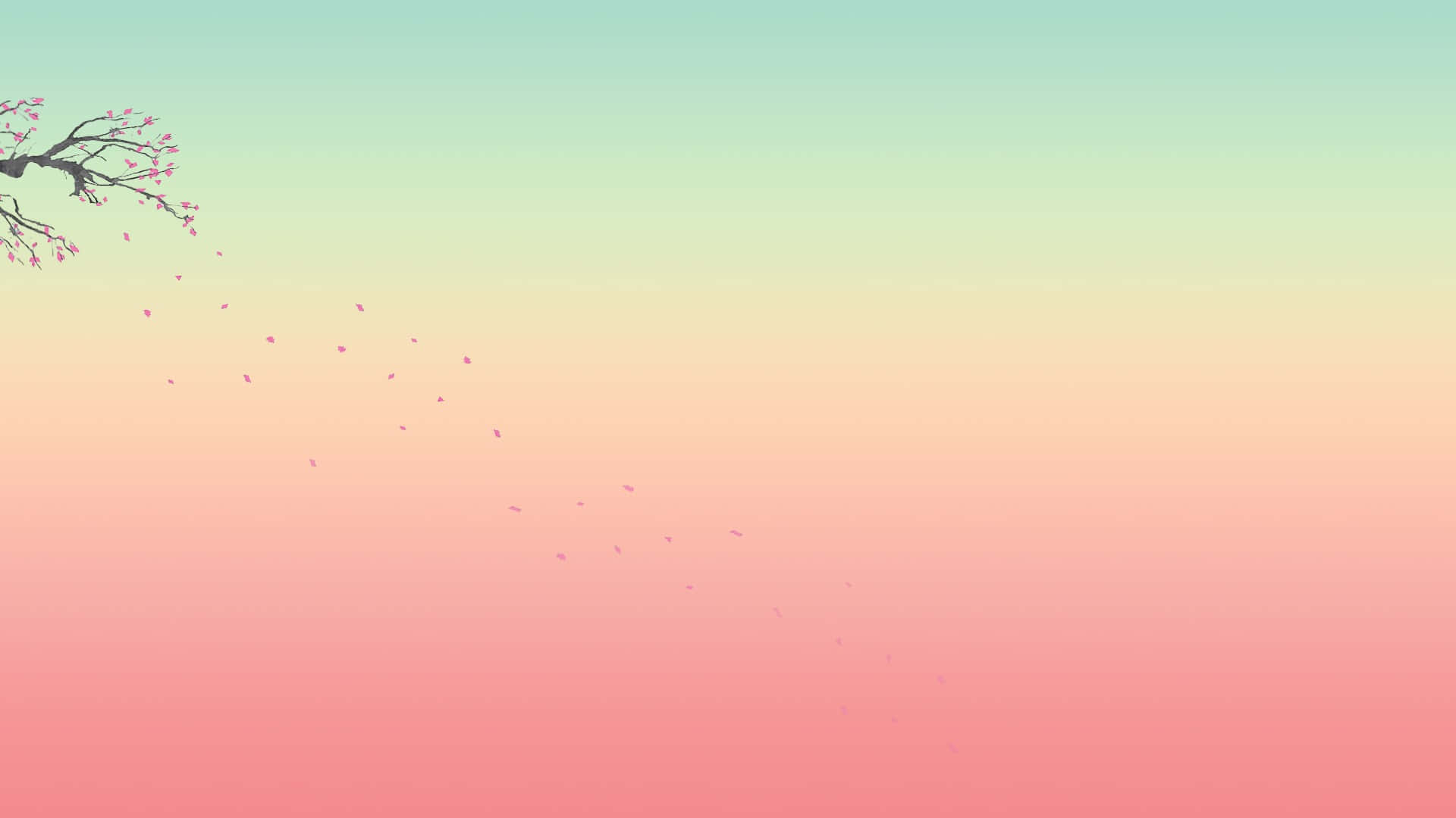 un fondo rosa y verde con un cerezo Fondos de pantalla