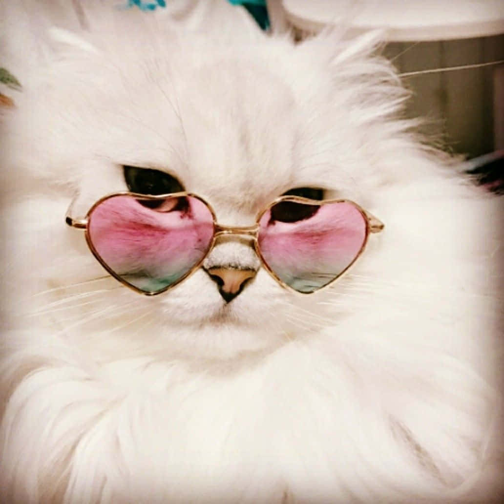 un gato blanco usando lentes de sol Fondos de pantalla