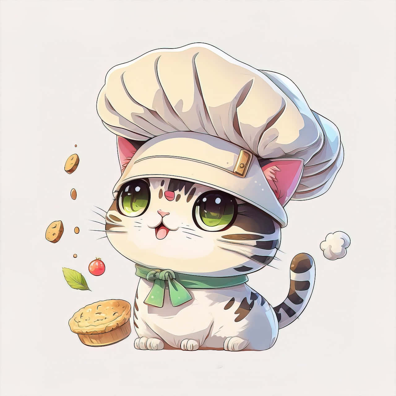 un gato con gorro de chef sosteniendo una galleta Fondos de pantalla