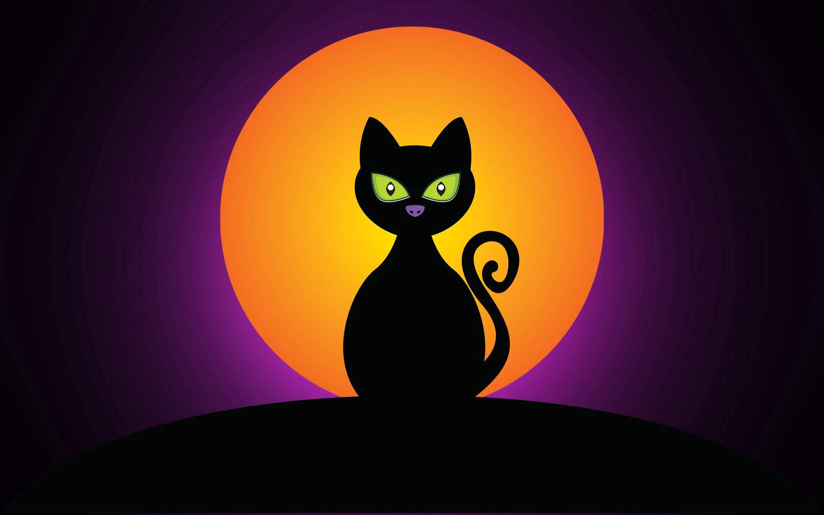 Un gato negro espeluznante y una misteriosa luna de Halloween Fondos de pantalla