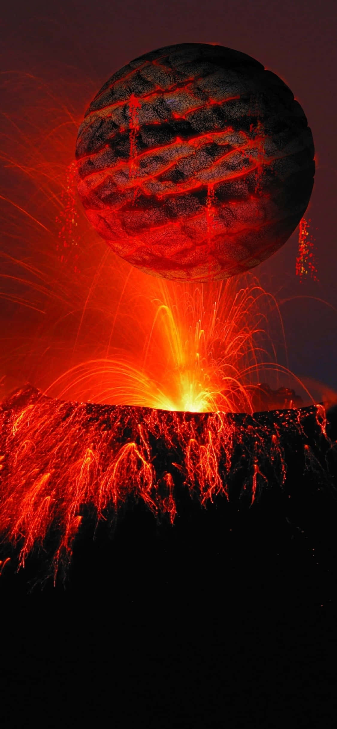 un gran platillo volador vuela sobre un volcán Fondos de pantalla