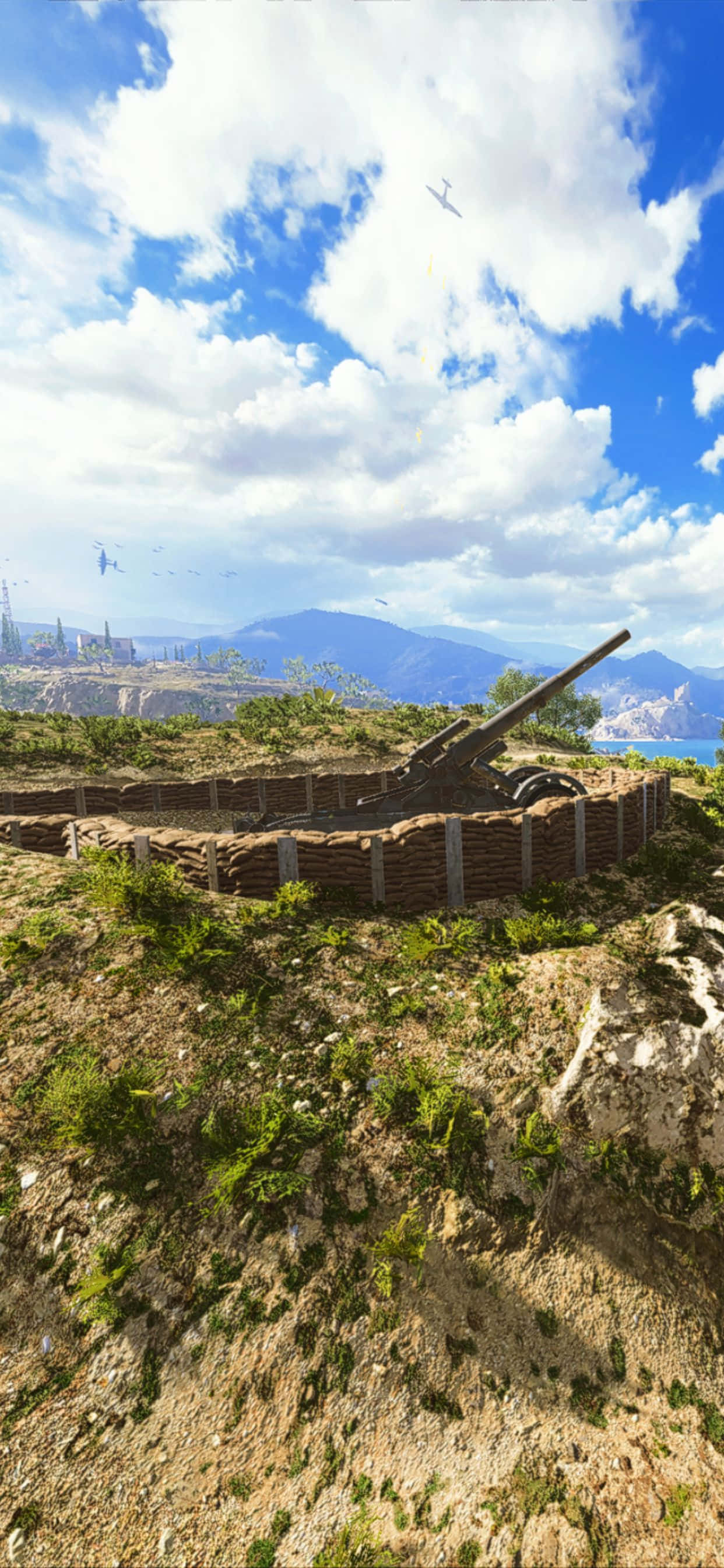 un gran tanque se encuentra en la cima de una colina Fondos de pantalla