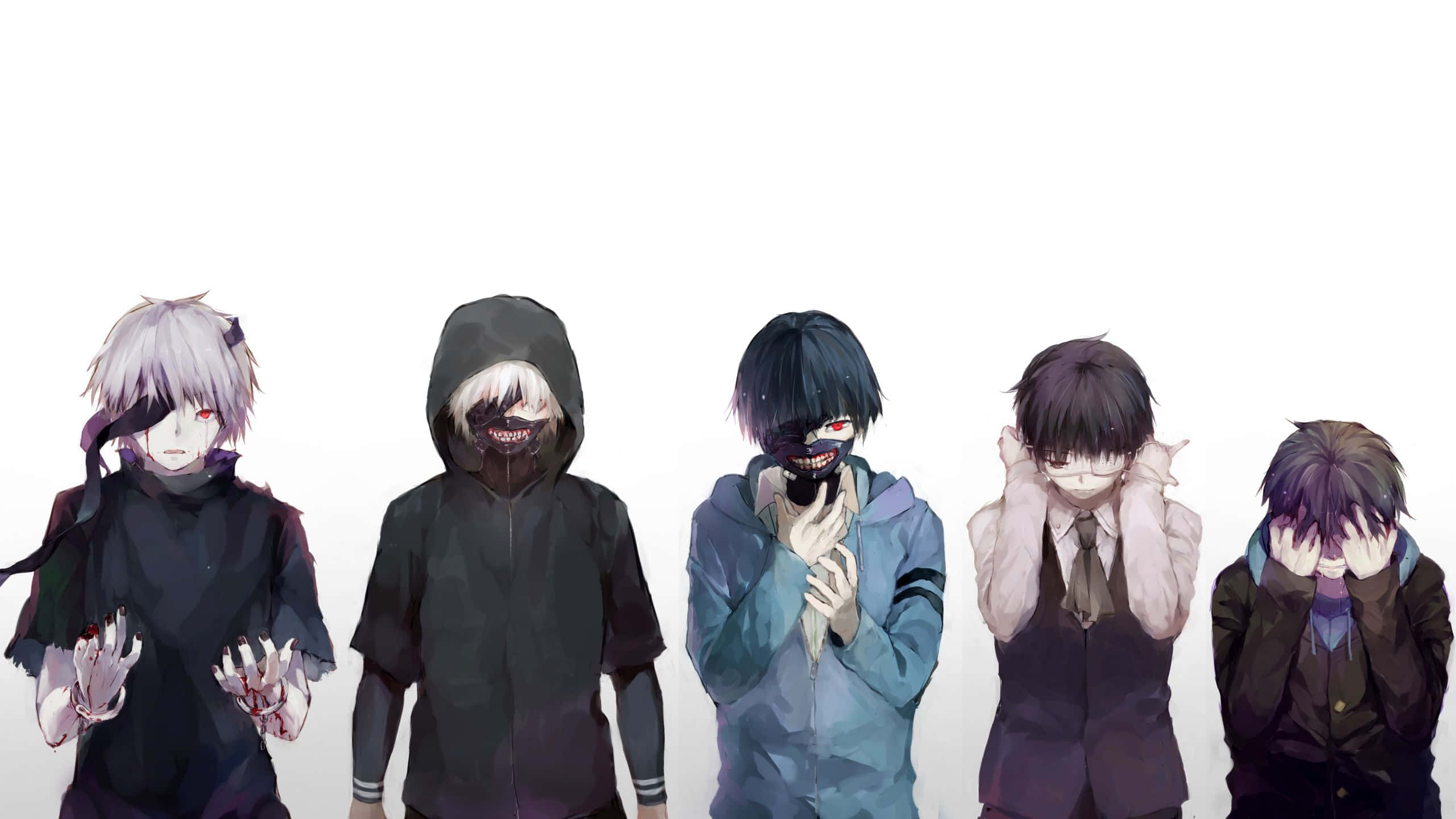 un grupo de personajes de anime parados en fila Fondos de pantalla