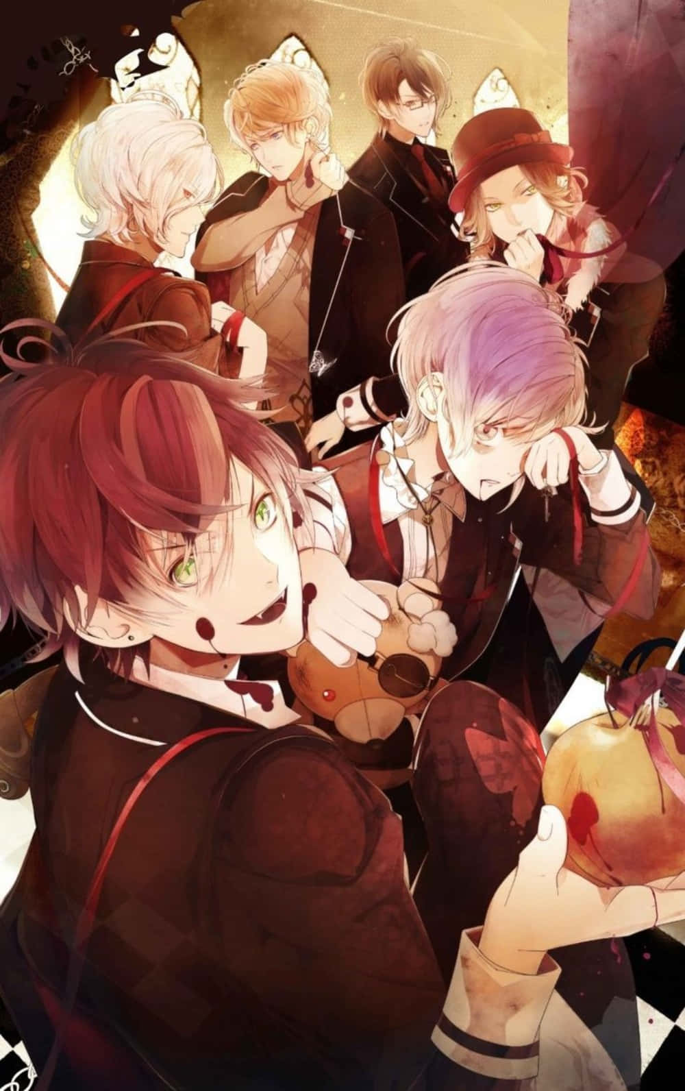 un grupo de personajes de anime sosteniendo manzanas Fondos de pantalla