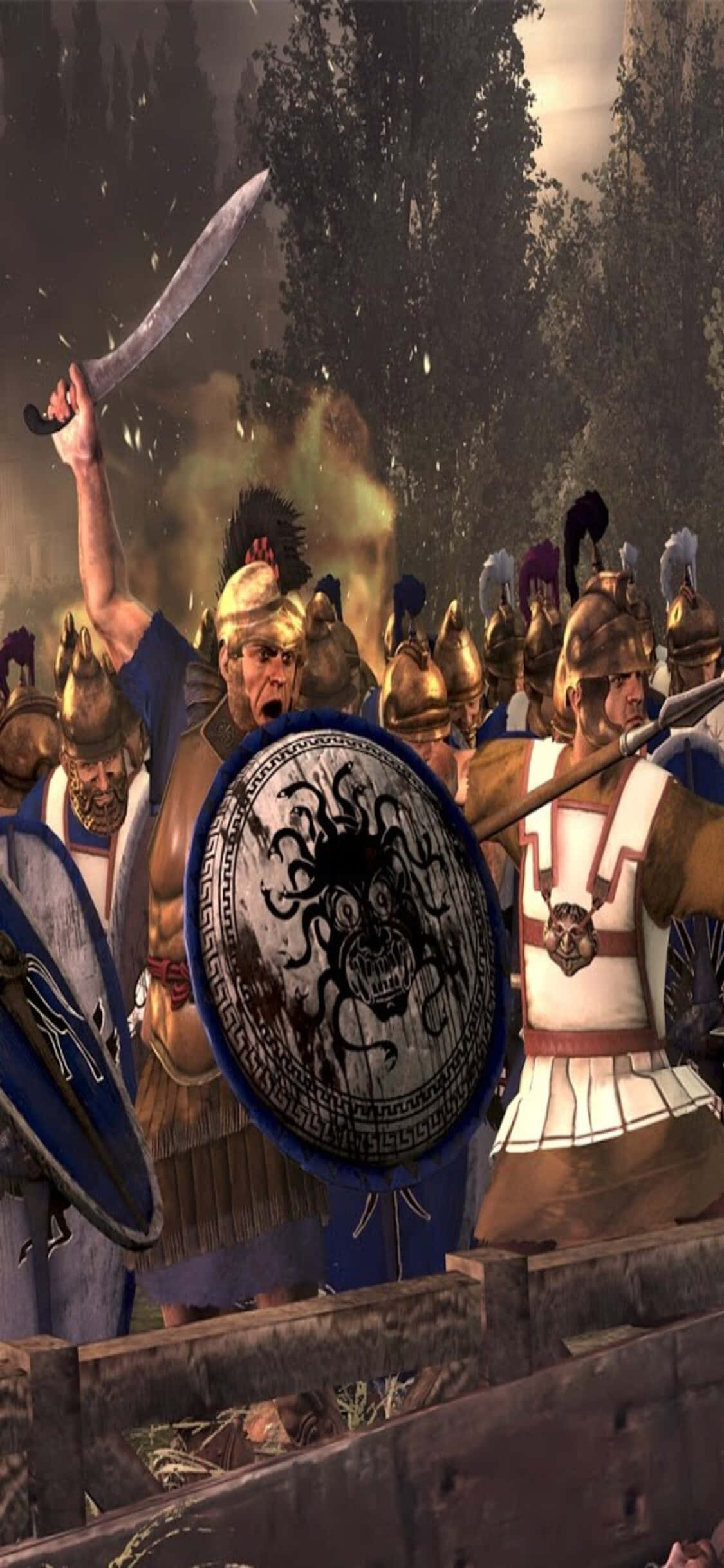 un grupo de personas con armaduras y escudos Fondos de pantalla