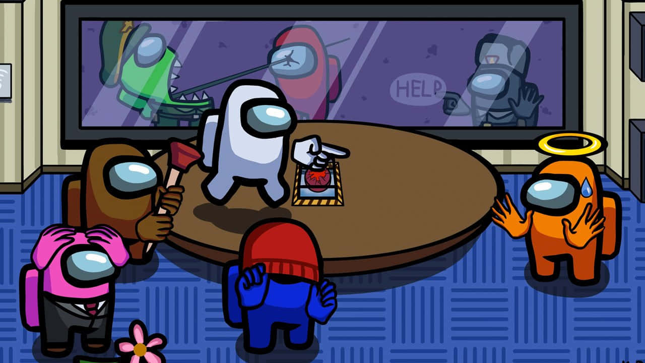 un grupo de personas en una habitación con una mesa Fondos de pantalla