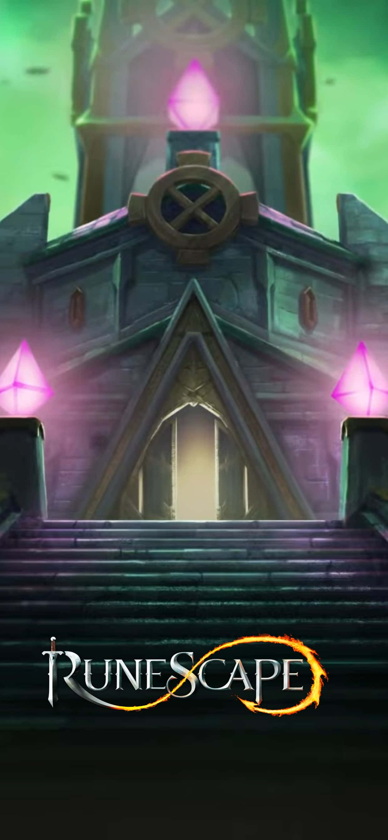 Un hermoso cielo azul en el juego Runescape, visto desde un iPhone XS Max Fondos de pantalla