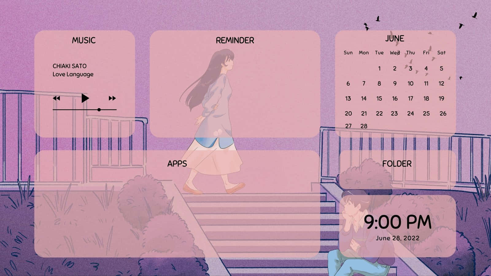 Un hermoso fondo de pantalla de anime rosa Fondos de pantalla