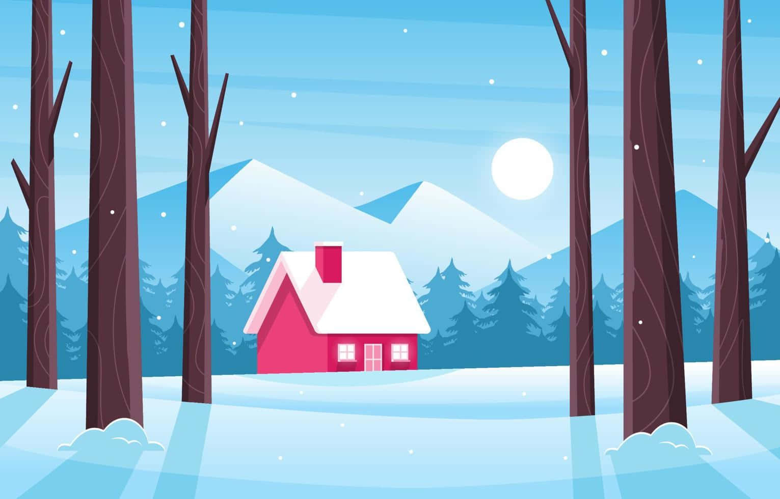 “Un hermoso paisaje de montañas y árboles cubiertos de nieve” Fondos de pantalla