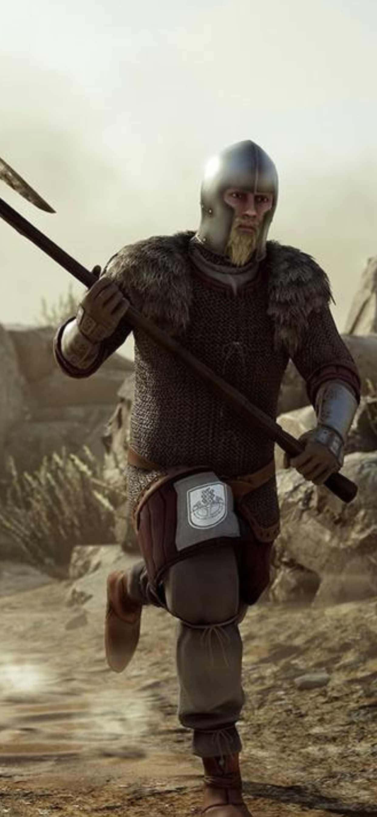 un hombre con armadura medieval corre con una espada Fondos de pantalla
