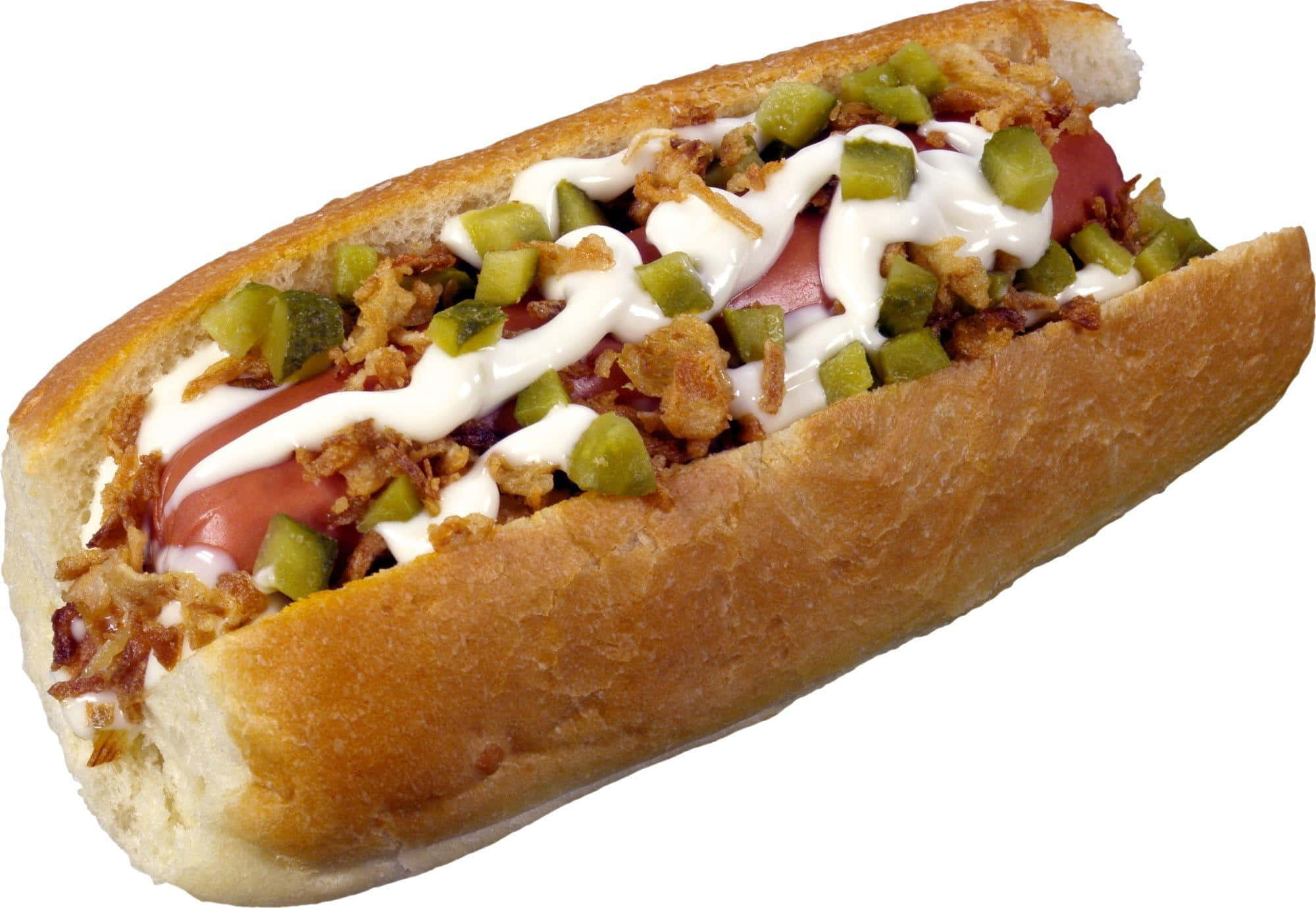 un hot dog con ingredientes Fondos de pantalla