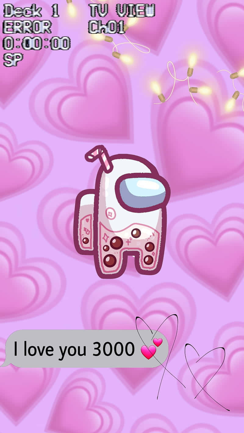 Un juego rosa con corazones y un robot Fondos de pantalla