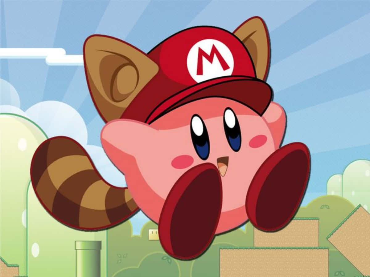 Un Kirby sonriente en una red de corazones rosas Fondos de pantalla