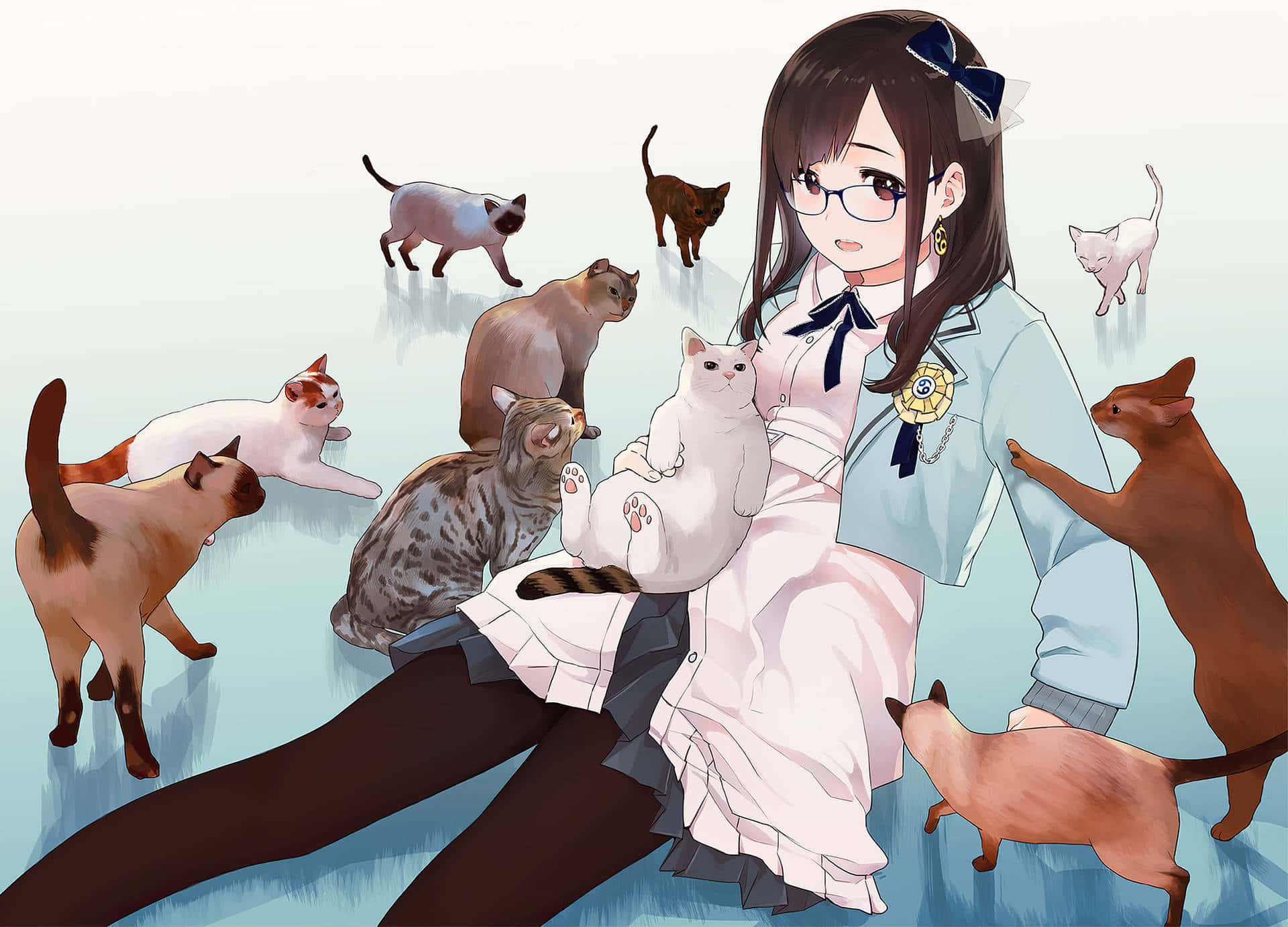 Un lindo gato anime disfrutando de un poco de chocolate Fondos de pantalla