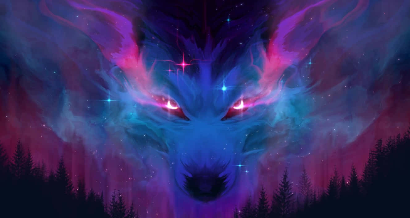 Un lobo galáctico deambulando por el cielo nocturno Fondos de pantalla