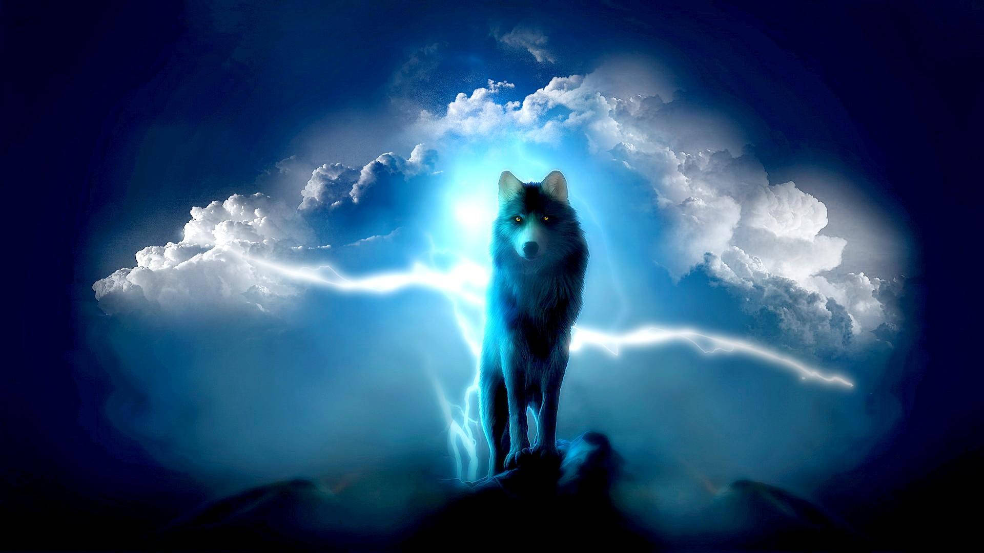 Un majestuoso lobo azul observa el paisaje desolado Fondos de pantalla