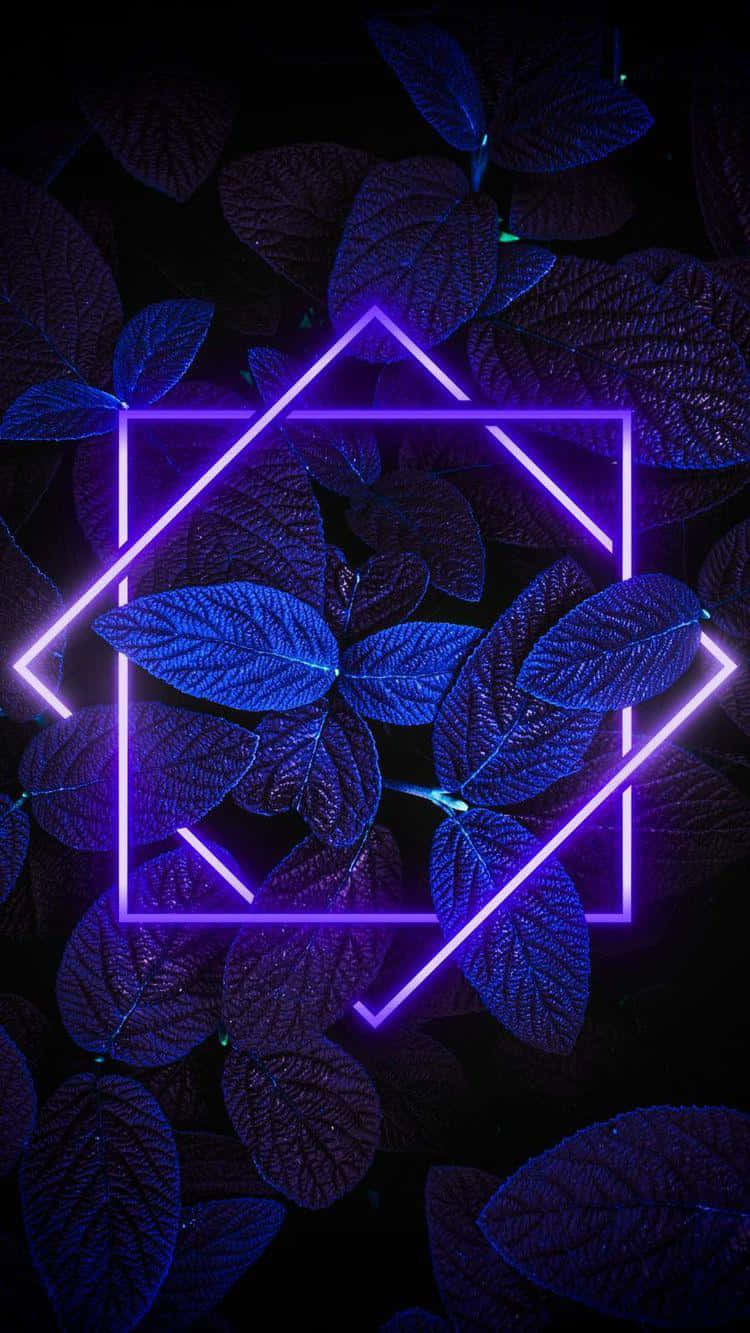 un marco neón morado con hojas en el fondo Fondos de pantalla