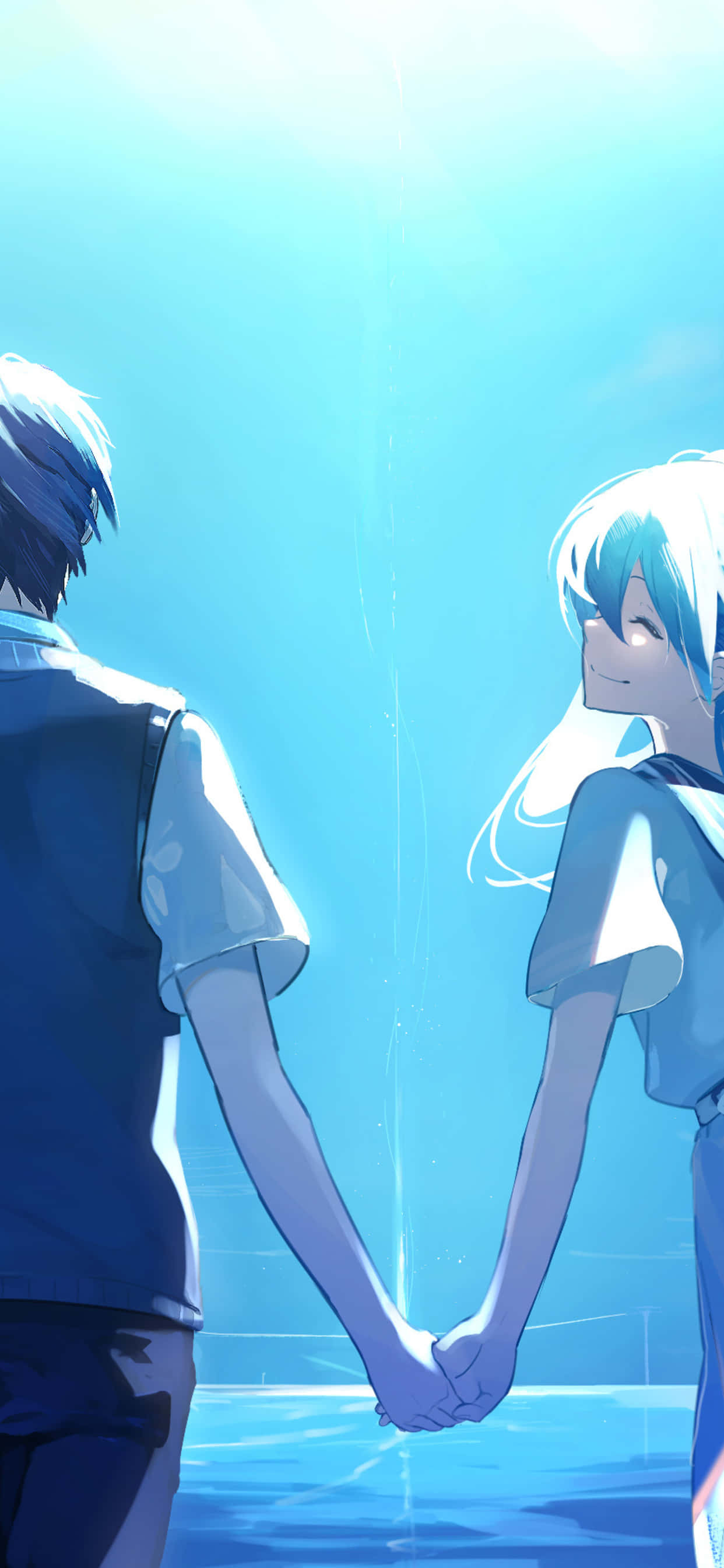Un momento dulce y romántico entre dos amantes del anime. Fondos de pantalla