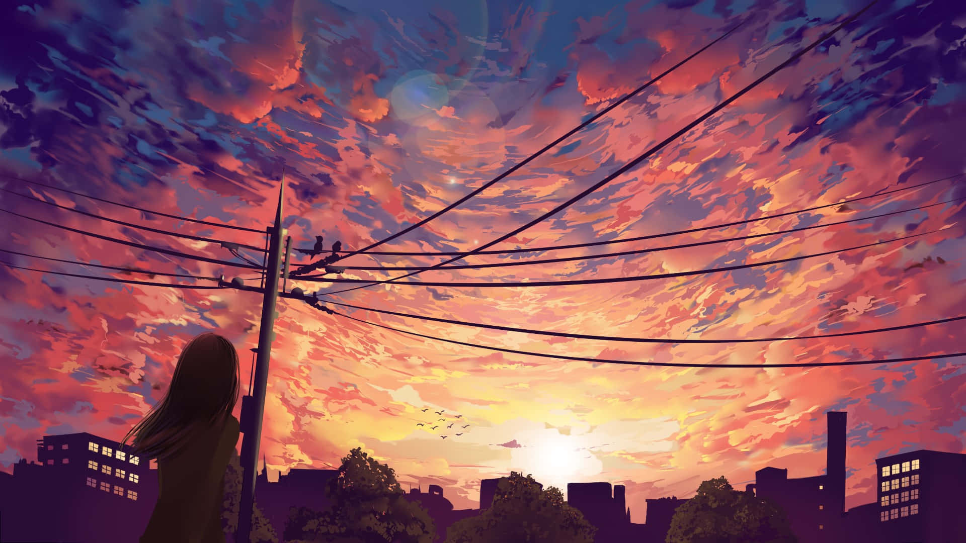 Un paisaje urbano bullicioso lleno de personajes de Anime. Fondos de pantalla