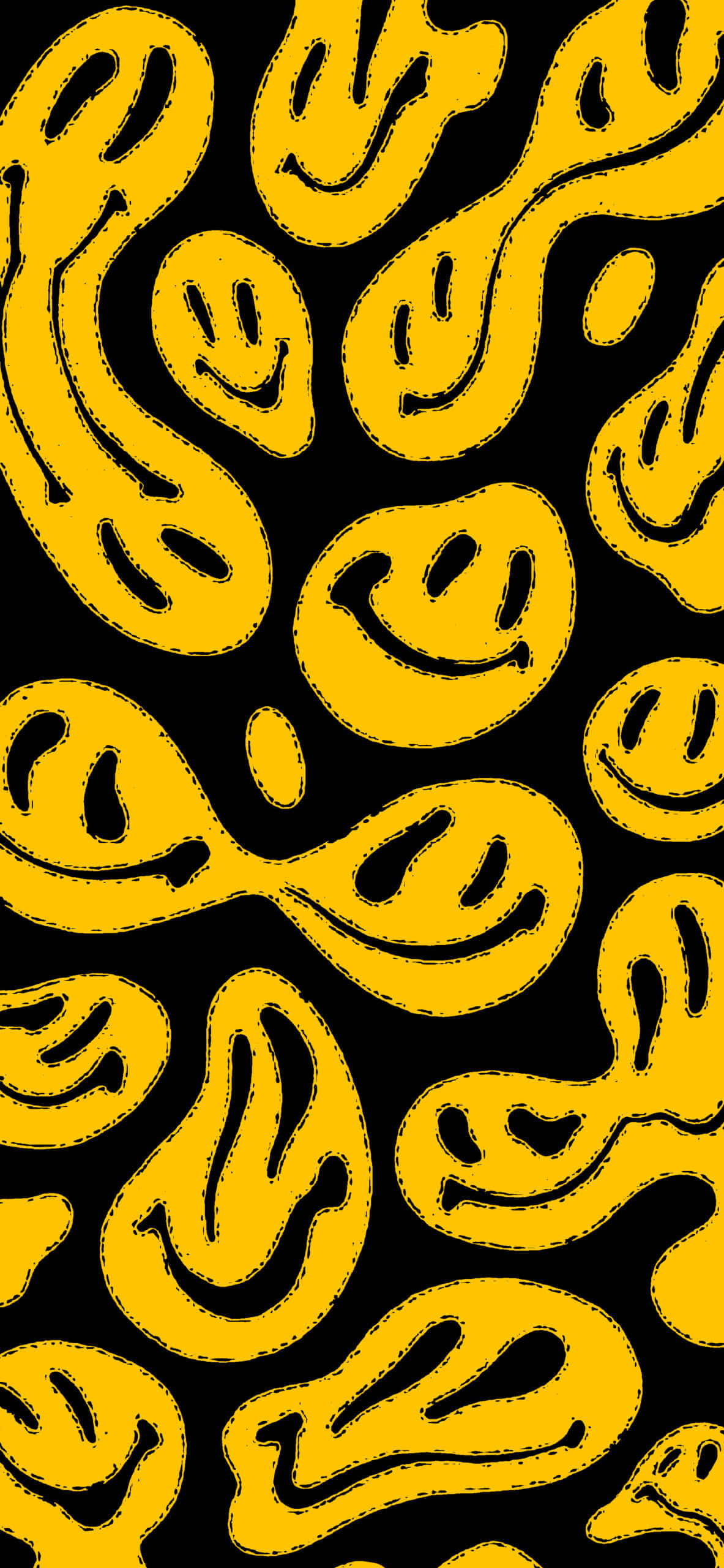 Un patrón amarillo y negro con una carita feliz Fondos de pantalla