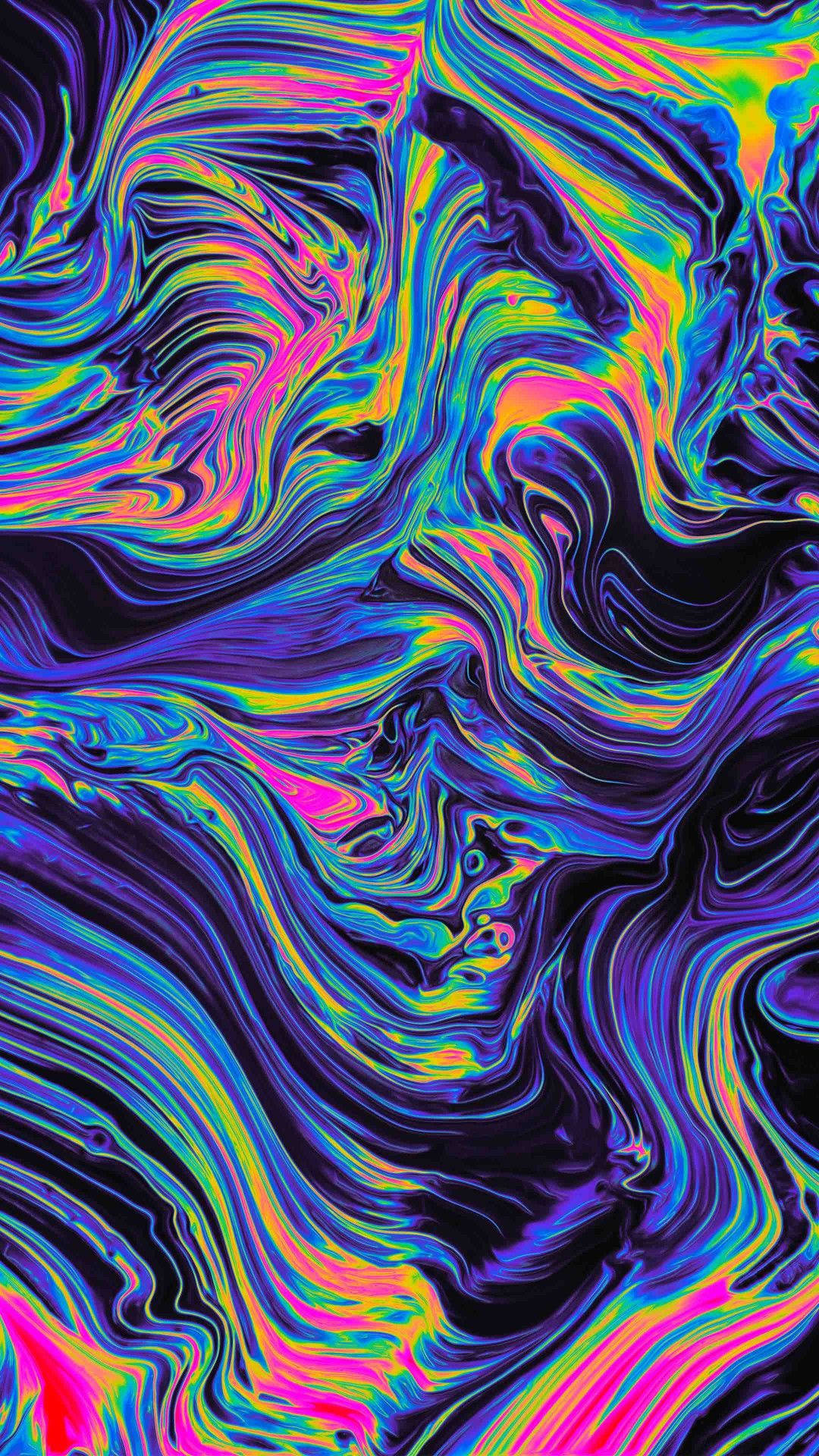 un patrón colorido y arremolinado con fondo negro Fondos de pantalla