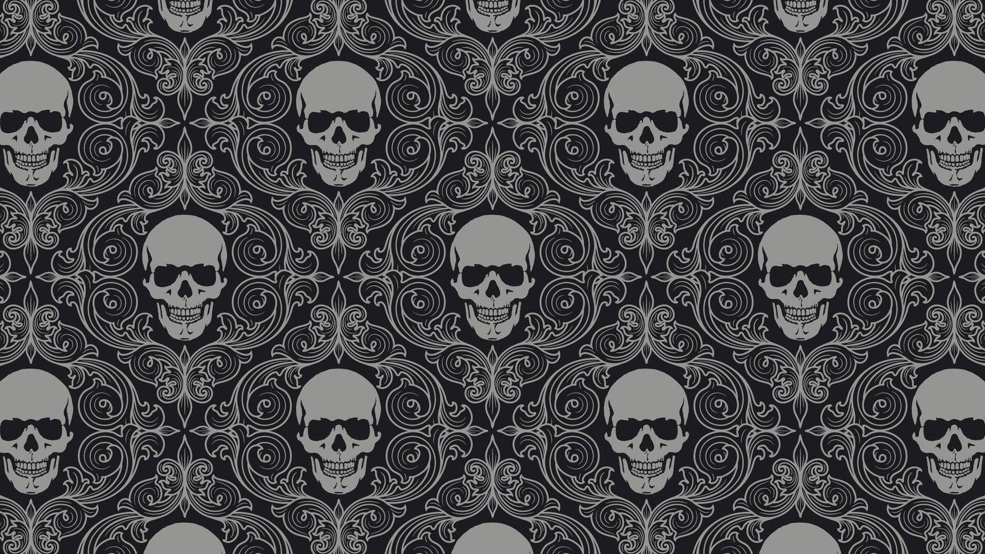 Un Patrón de Cráneo Espeluznante para un Halloween Oscuro Fondos de pantalla
