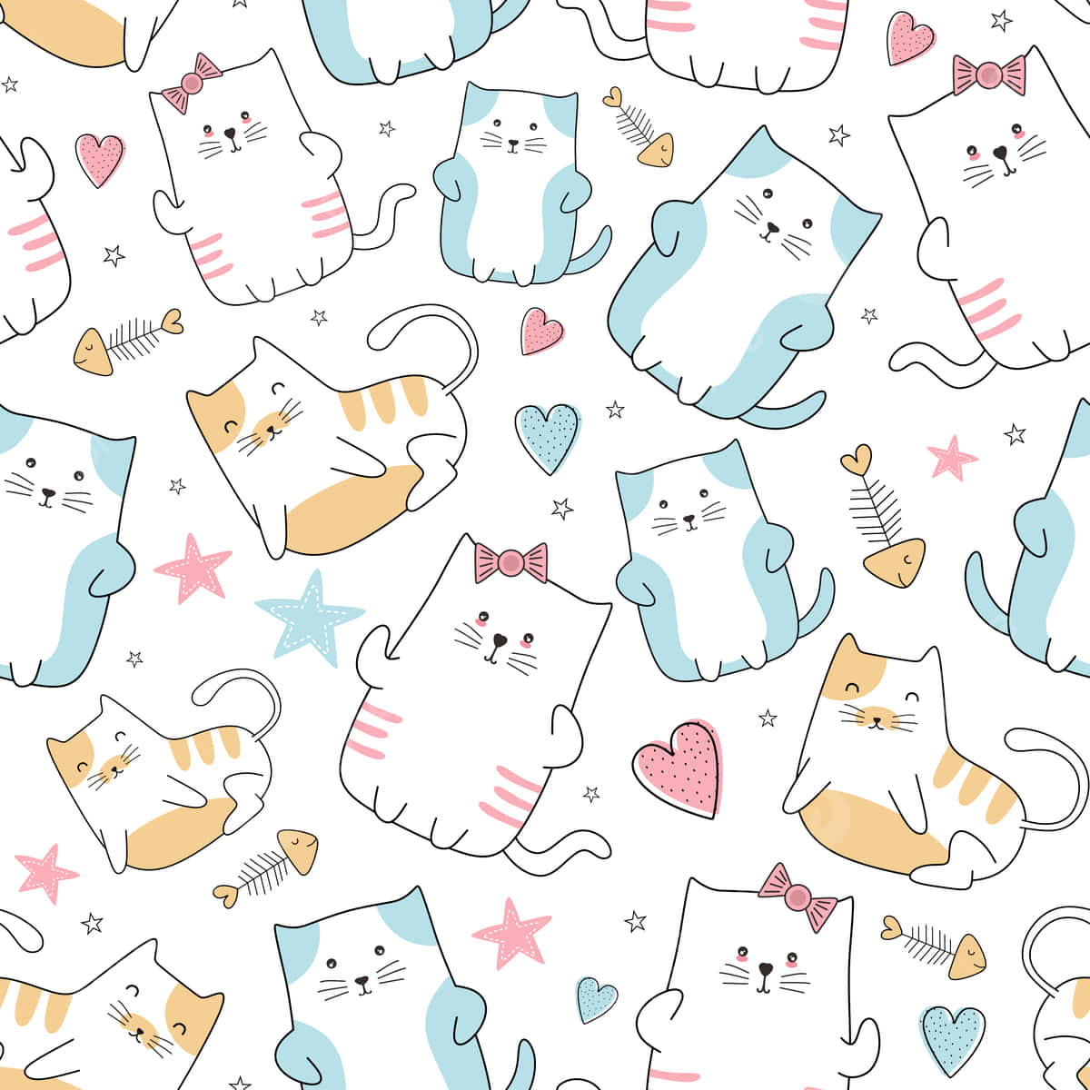 ¡Un patrón de gato lindo hace que cualquier pared o tela se vea divertida y dulce! Fondos de pantalla