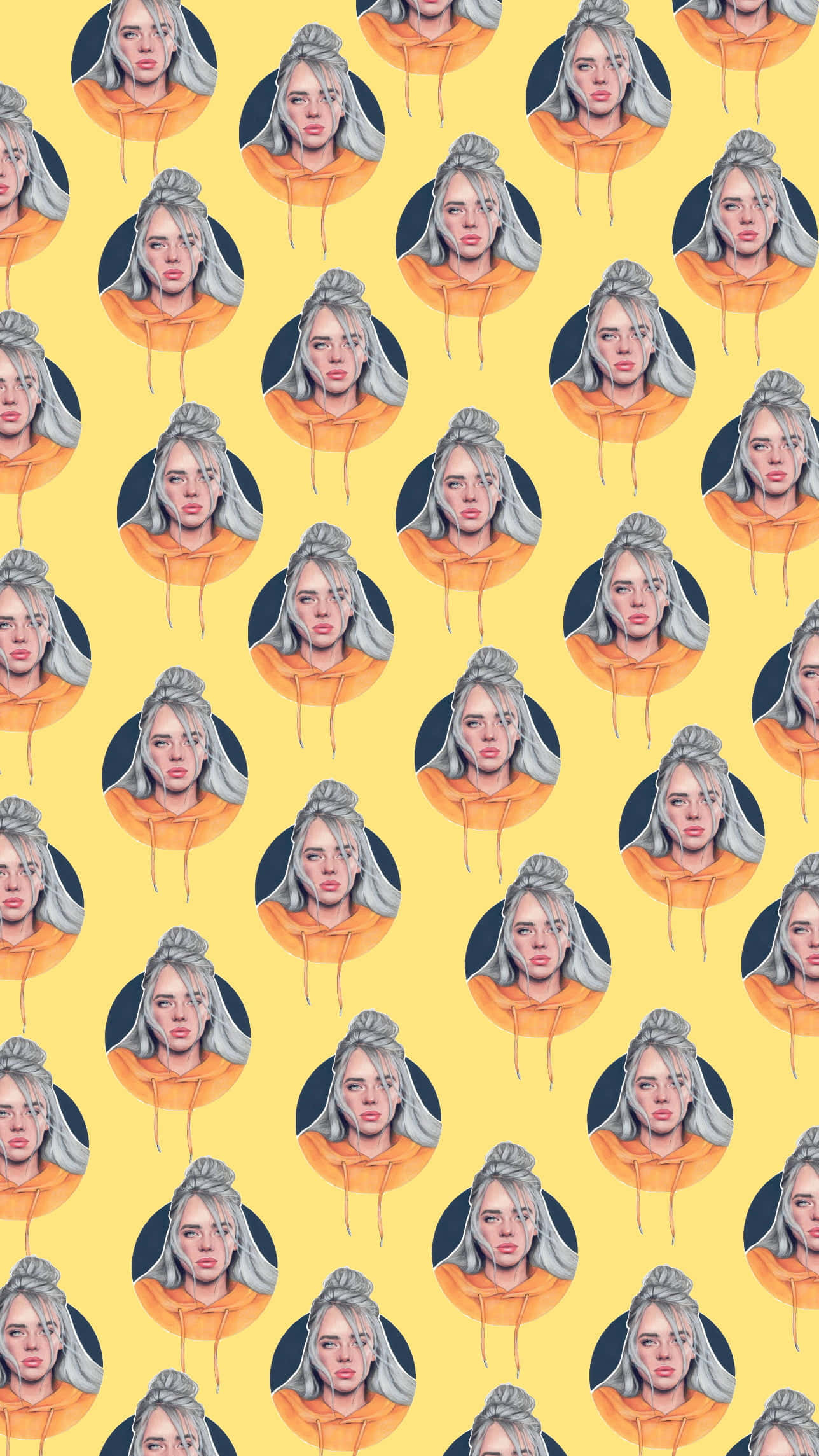un patrón de una mujer con fondo amarillo Fondos de pantalla