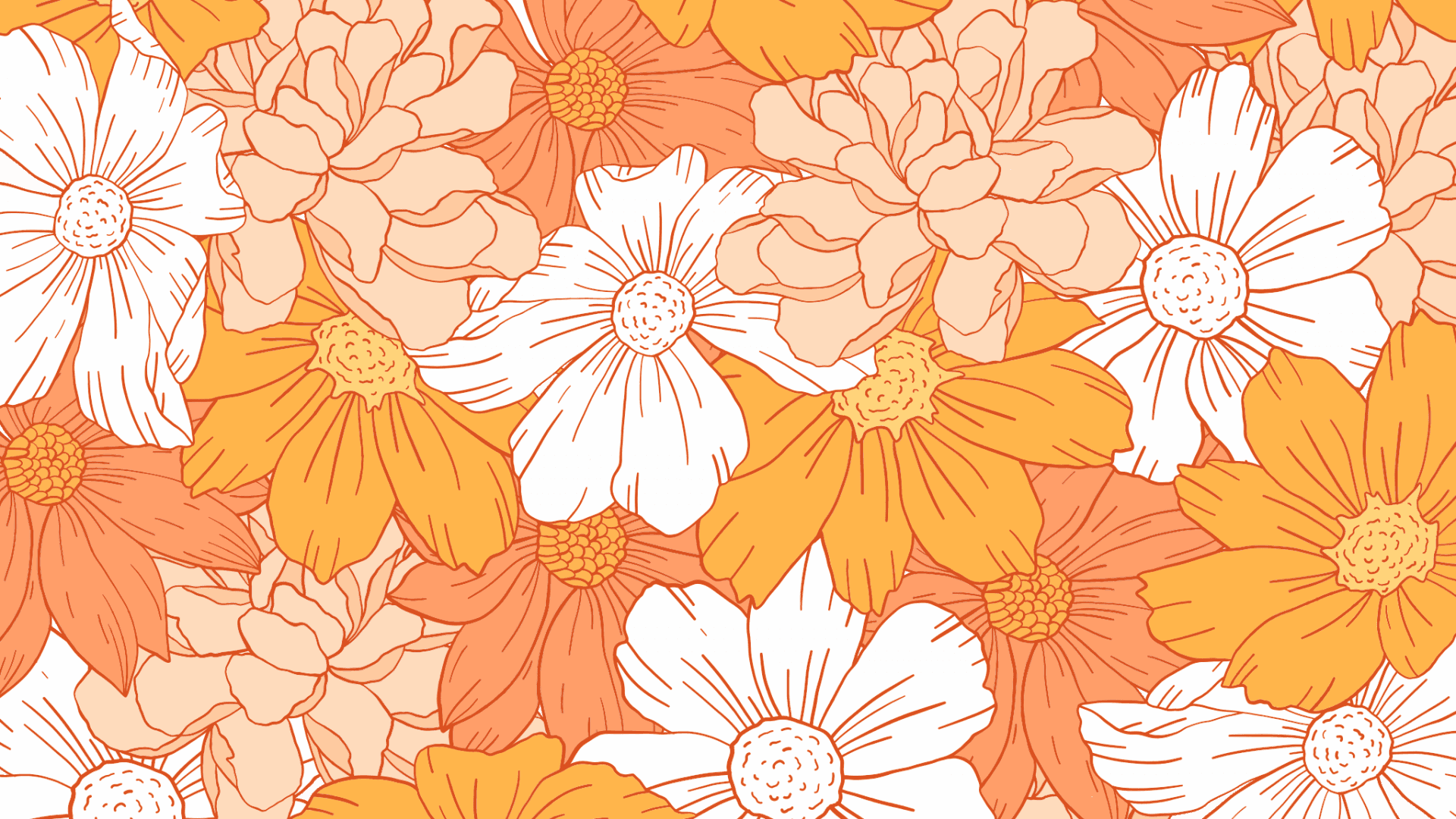 un patrón floral con flores naranjas y blancas Fondos de pantalla