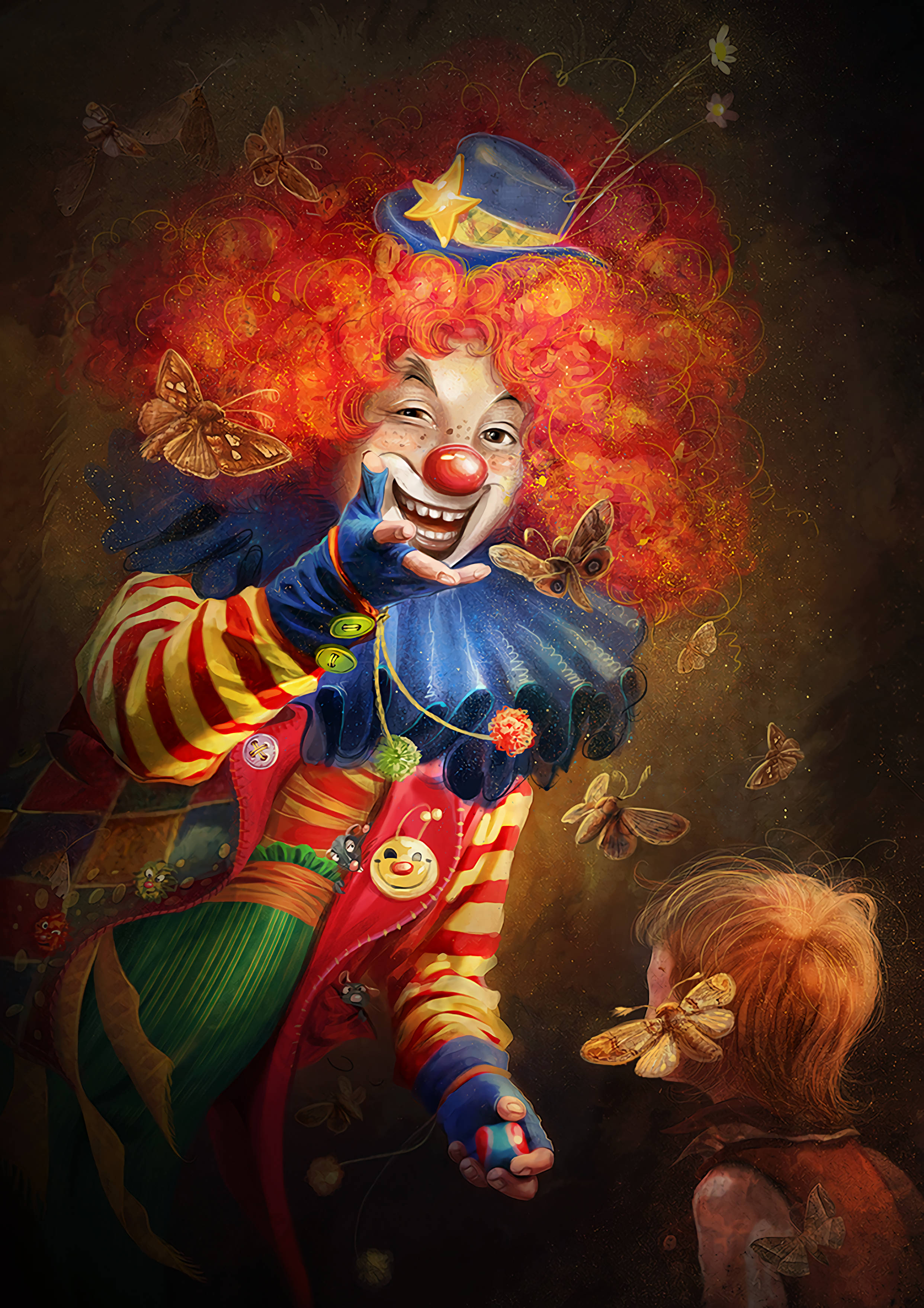 un payaso con cabello rojo y una mariposa Fondos de pantalla