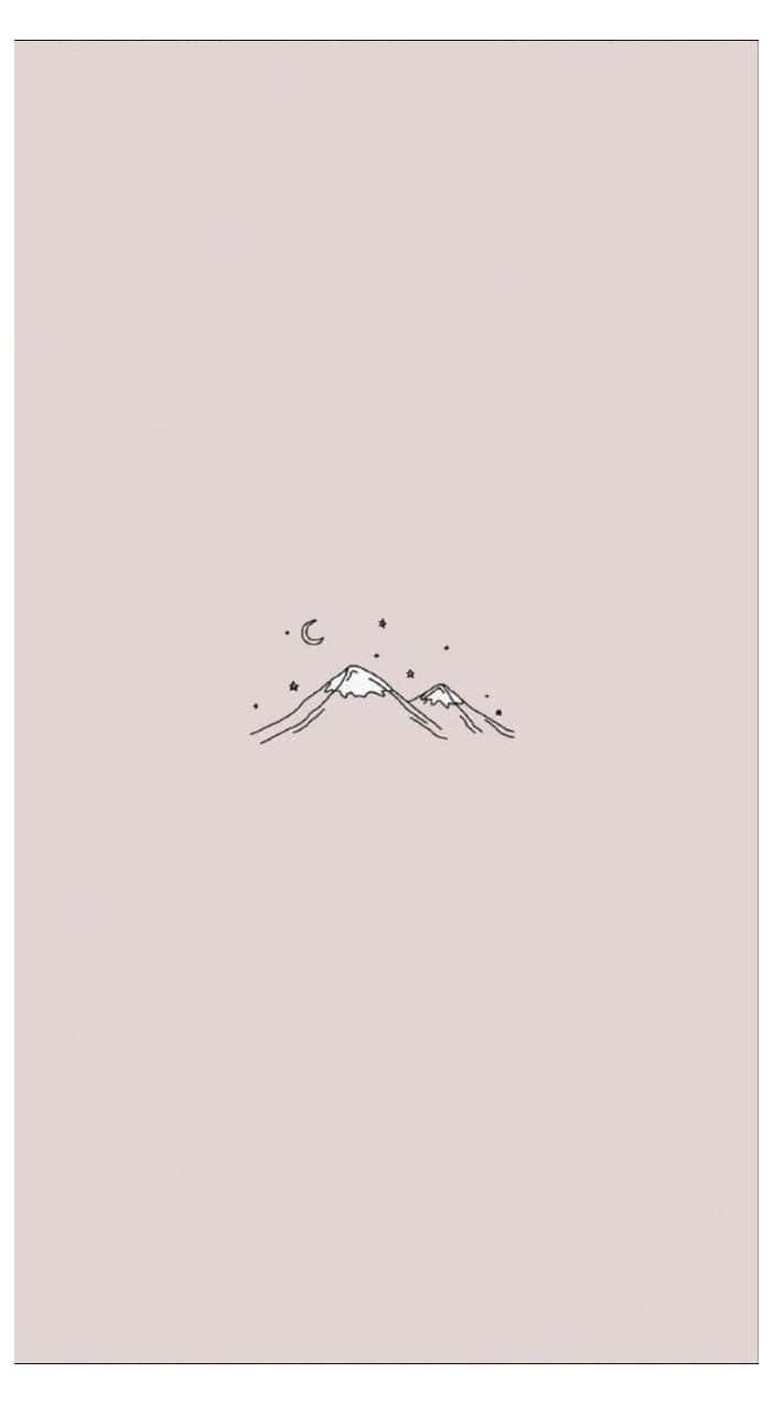 un pequeño dibujo de montañas y nubes sobre un fondo rosa Fondos de pantalla