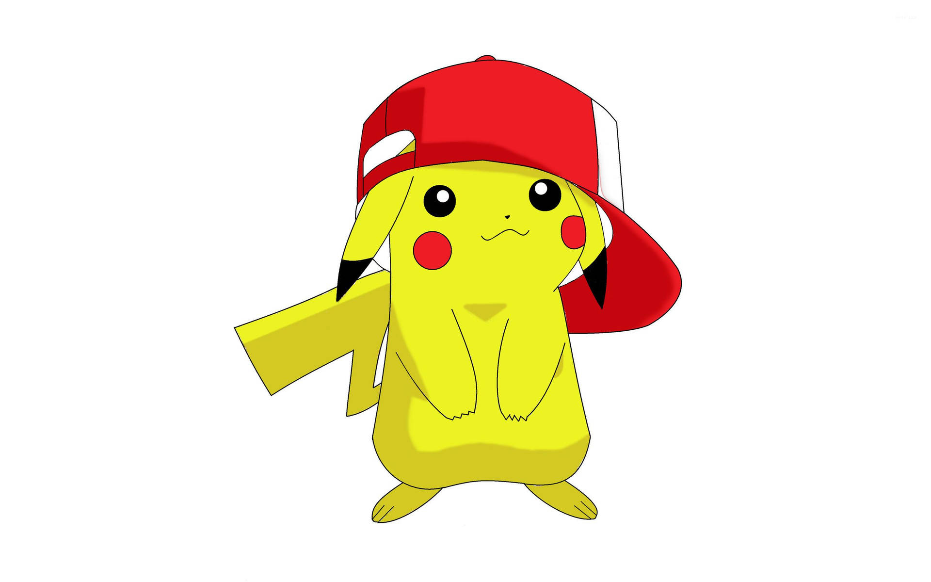 Fondo de pantalla de Pikachu usando una gorra roja grande.