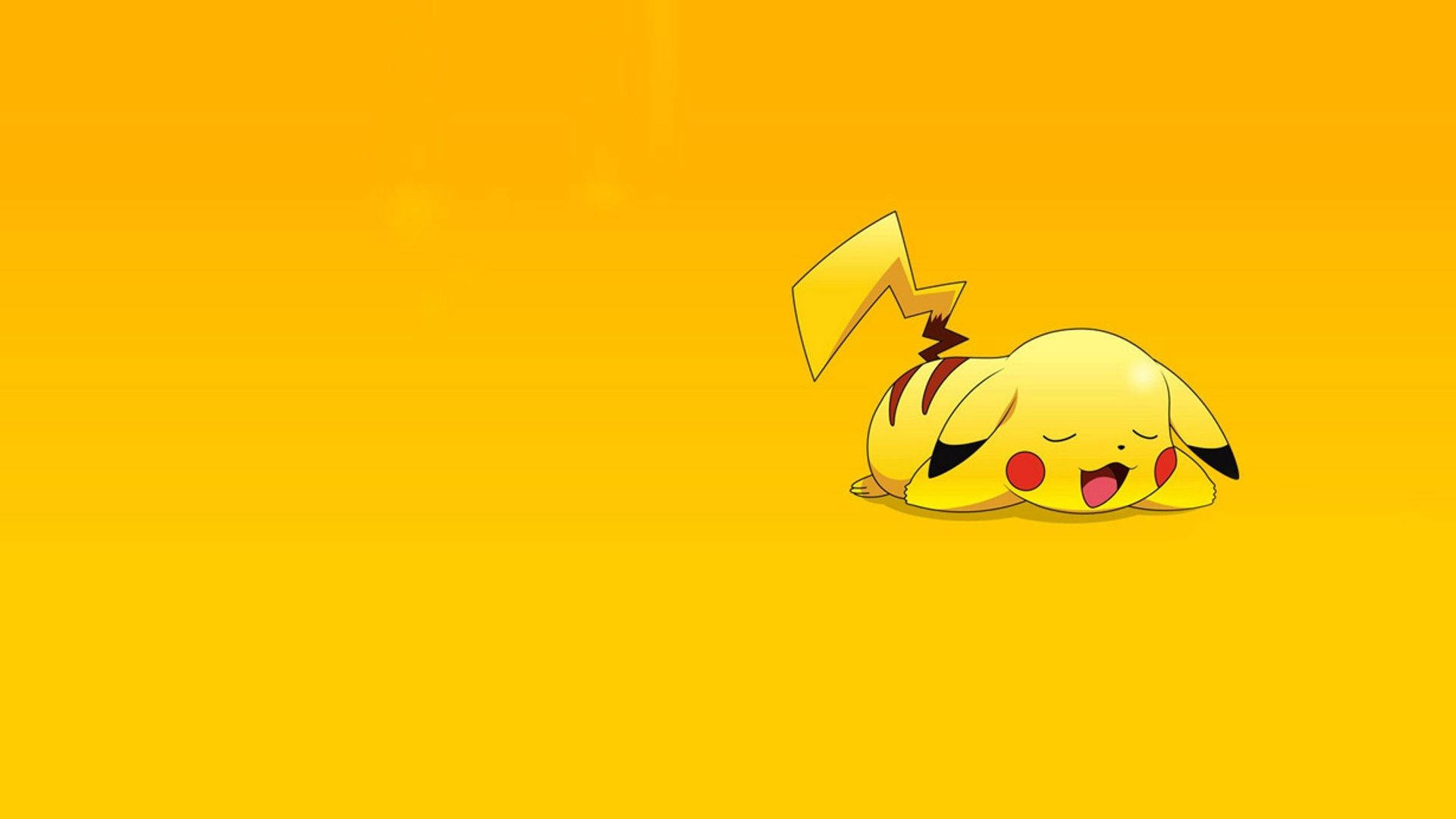 Fondo de pantalla de Pikachu bostezando sobre fondo amarillo.