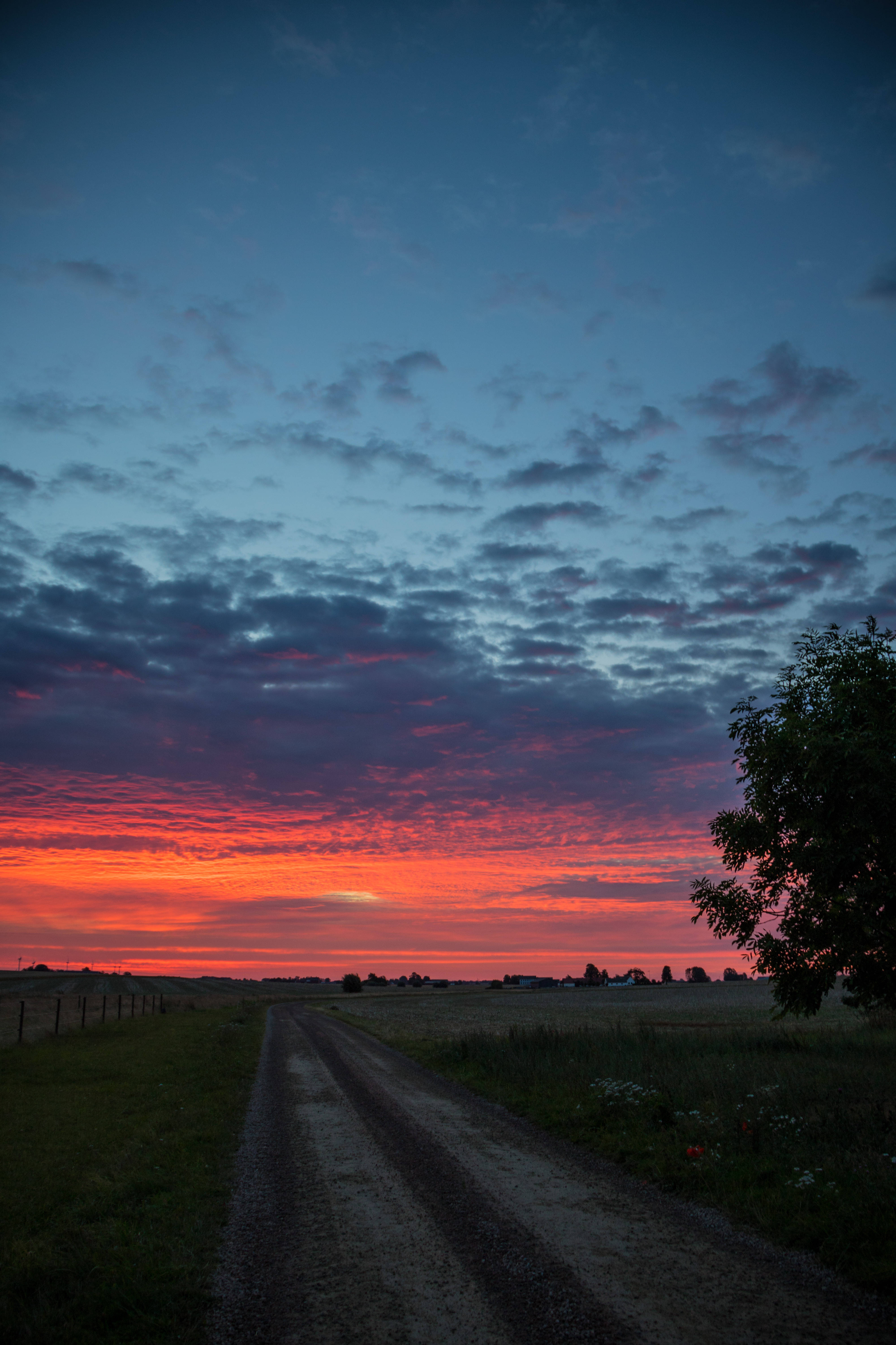 Un rayo de sol ilumina un camino rural al amanecer Fondos de pantalla