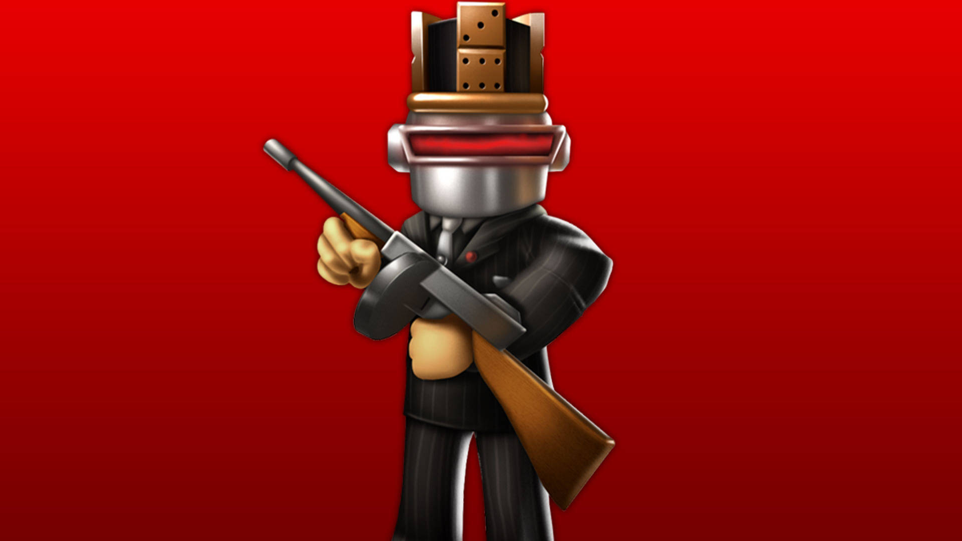 Increíble fondo de pantalla del avatar robot pistolero en el videojuego Roblox. — Roblox Fondos de pantalla