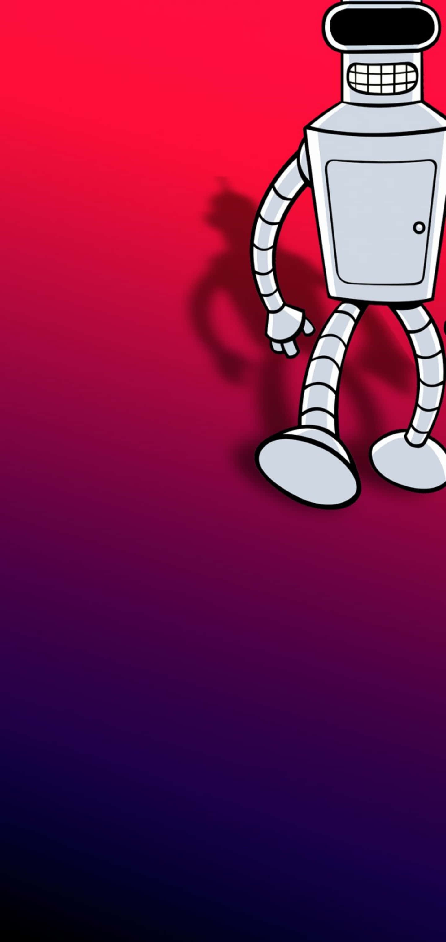 un robot parado sobre un fondo rojo y azul Fondos de pantalla