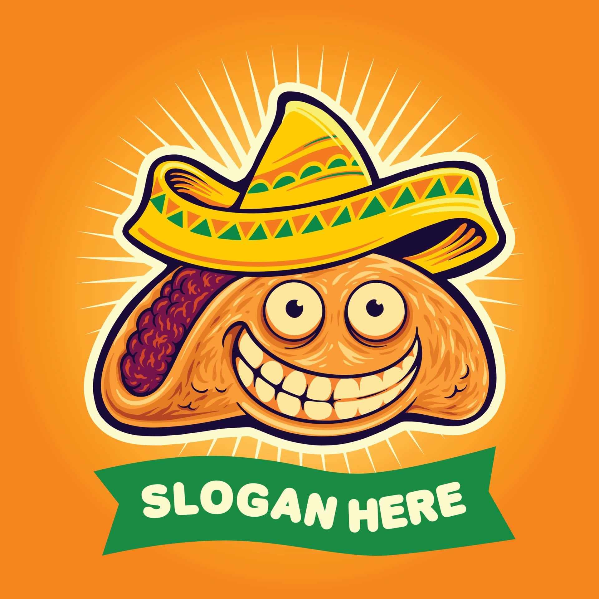 un taco caricaturesco con un sombrero sobre un fondo naranja Fondos de pantalla