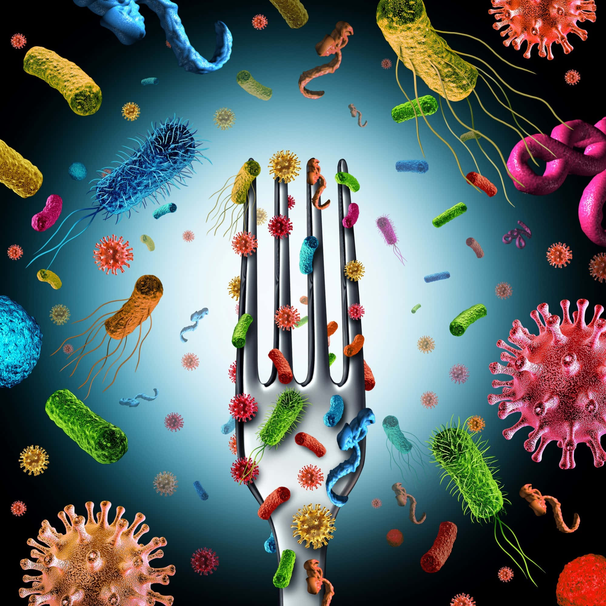 un tenedor con bacterias y virus Fondos de pantalla