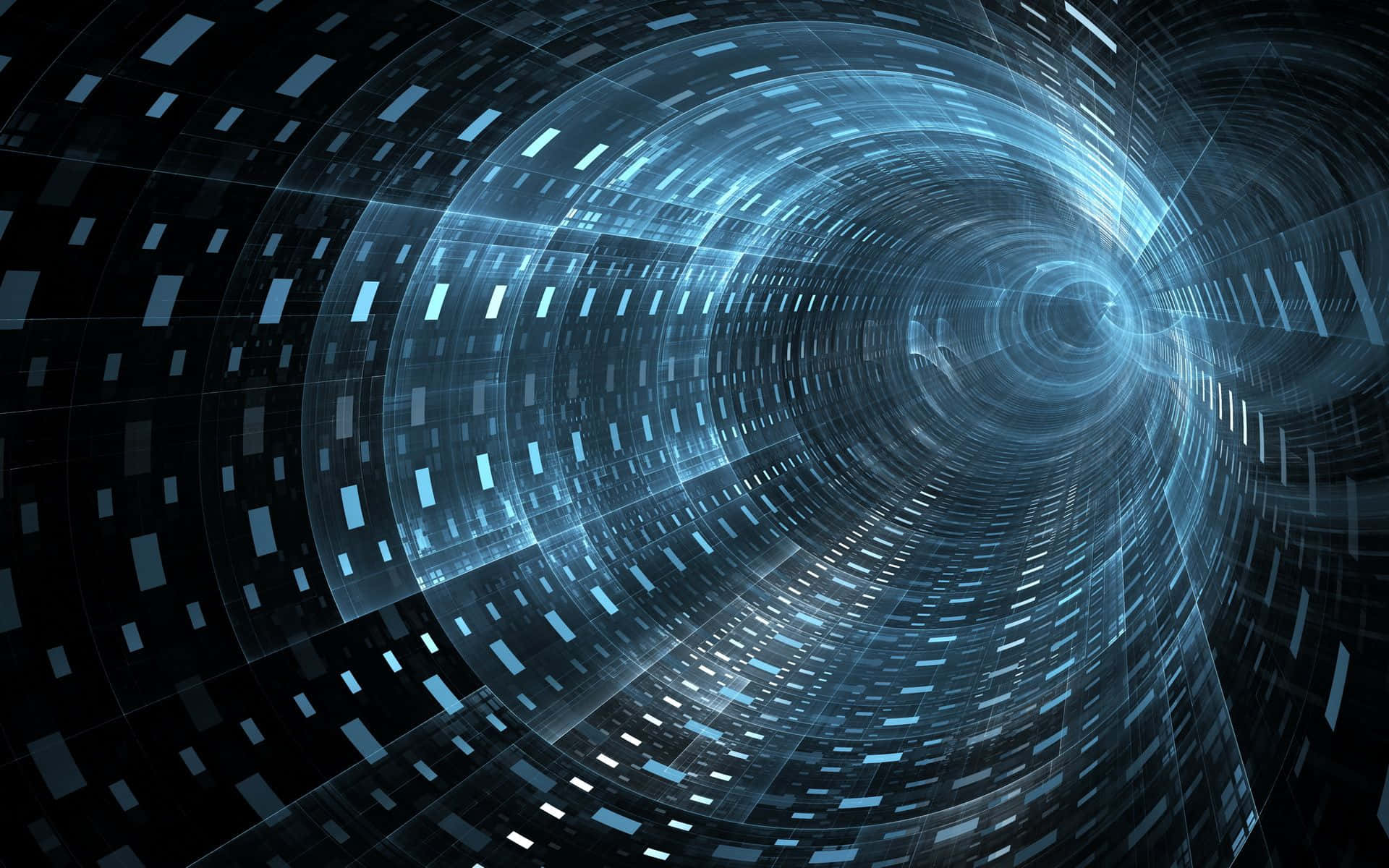 un túnel azul con una luz azul en su interior Fondos de pantalla