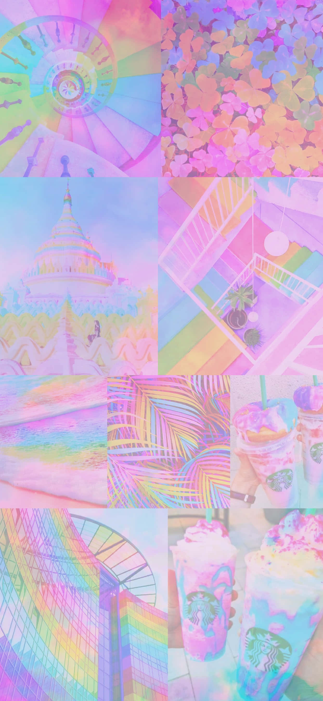 Un vívido espectro de colores en rosa, amarillo y azul Fondos de pantalla