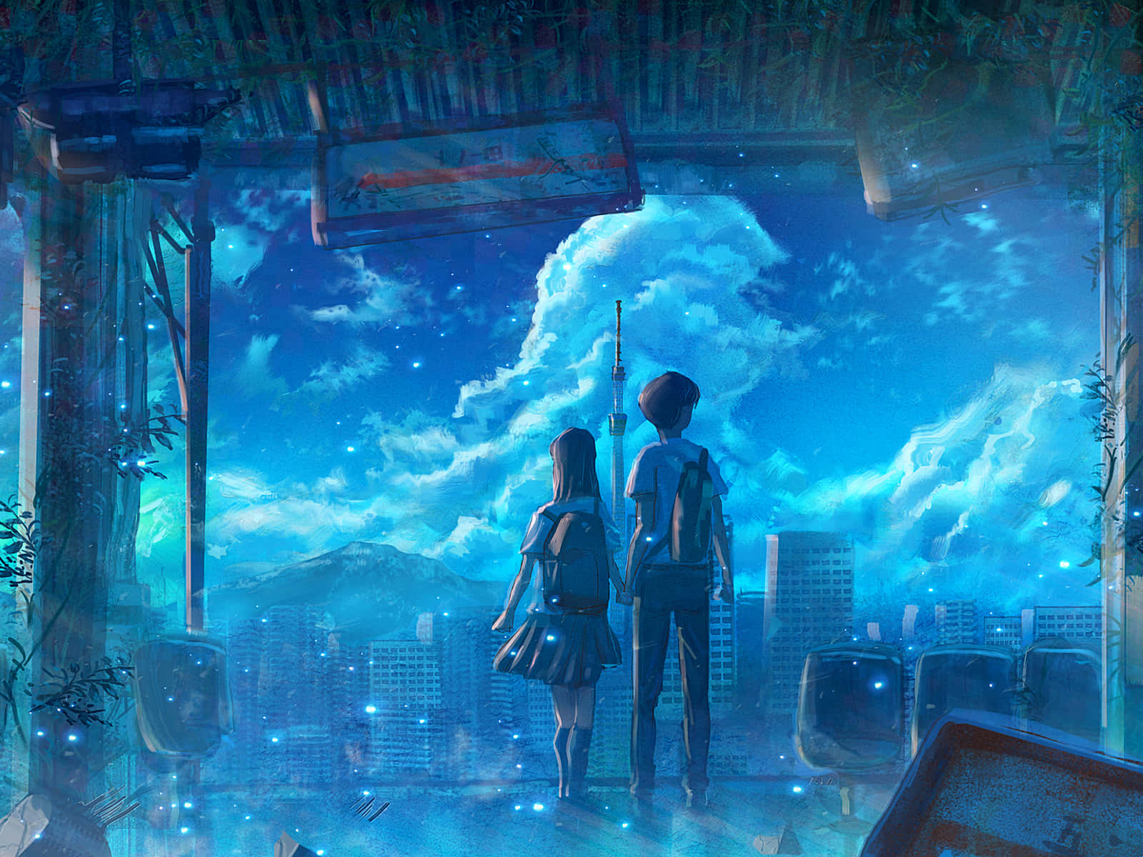 Una adorable pareja de anime abrazándose con amor Fondos de pantalla