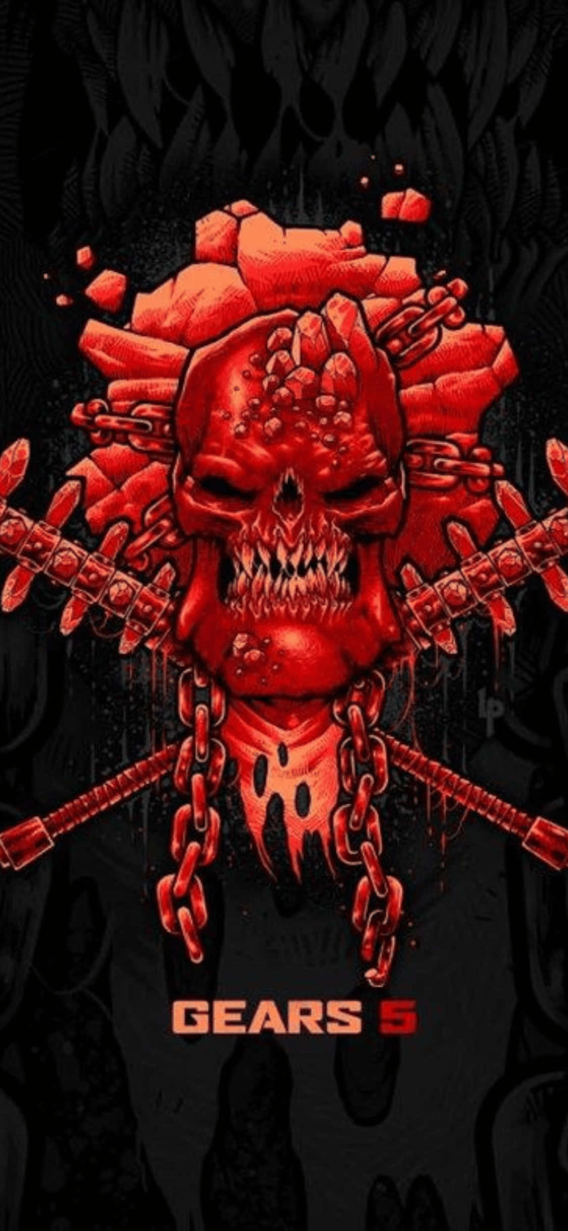Una calavera roja con una cruz y una espada Fondos de pantalla