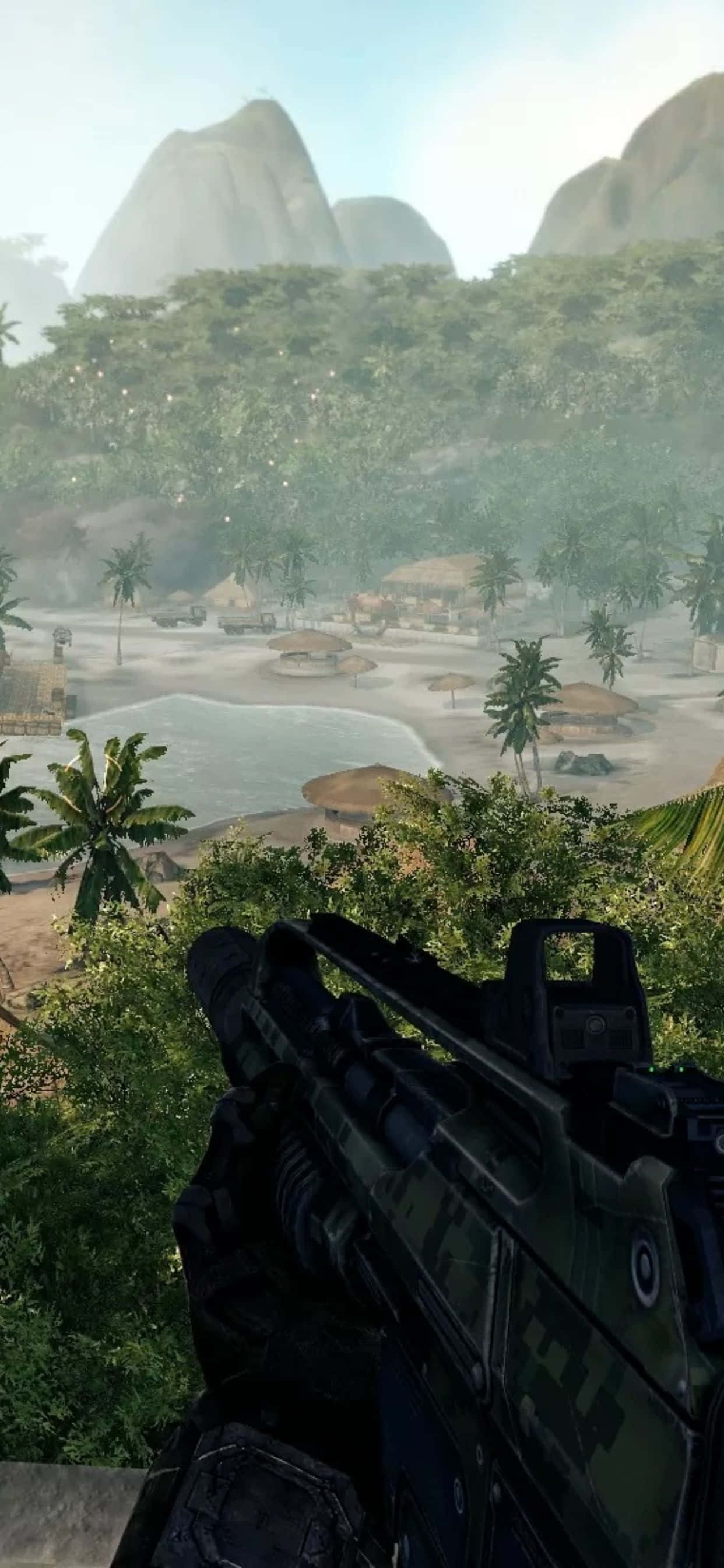 una captura de pantalla de un videojuego con un arma al fondo Fondos de pantalla