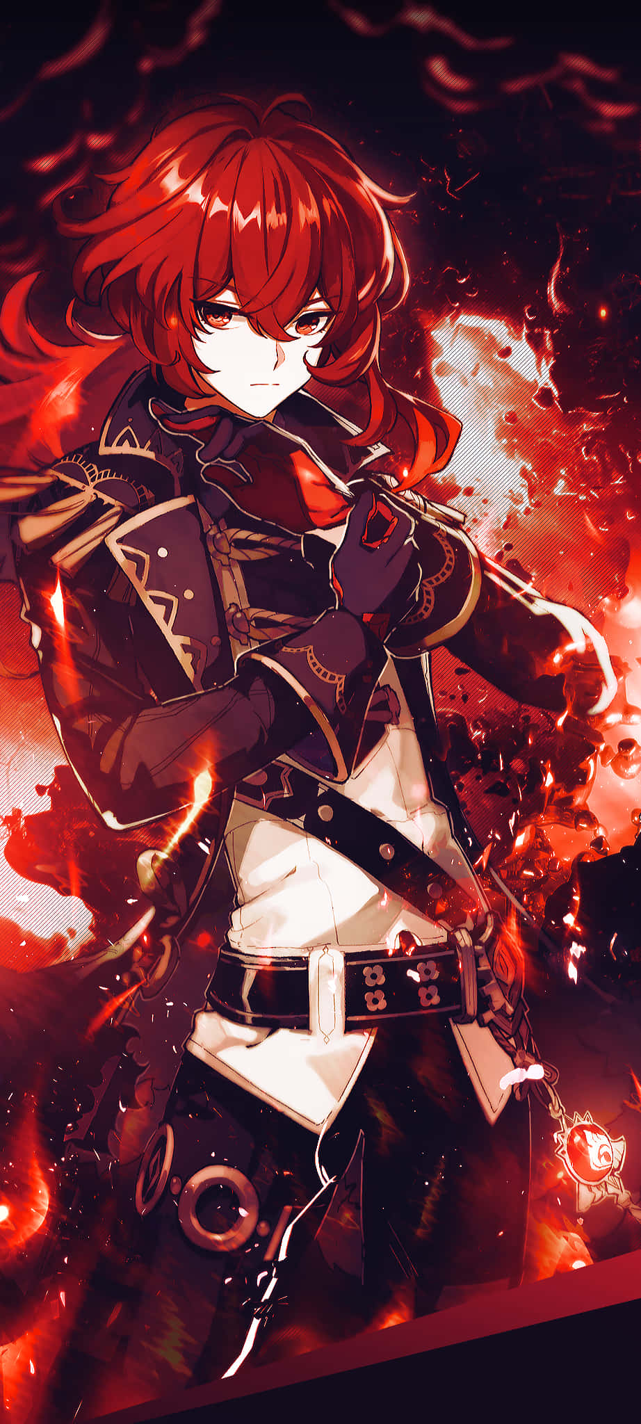 una chica anime de pelo rojo con una espada Fondos de pantalla