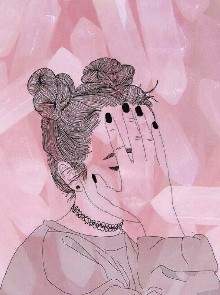 una chica con las manos en su rostro y cristales rosados Fondos de pantalla