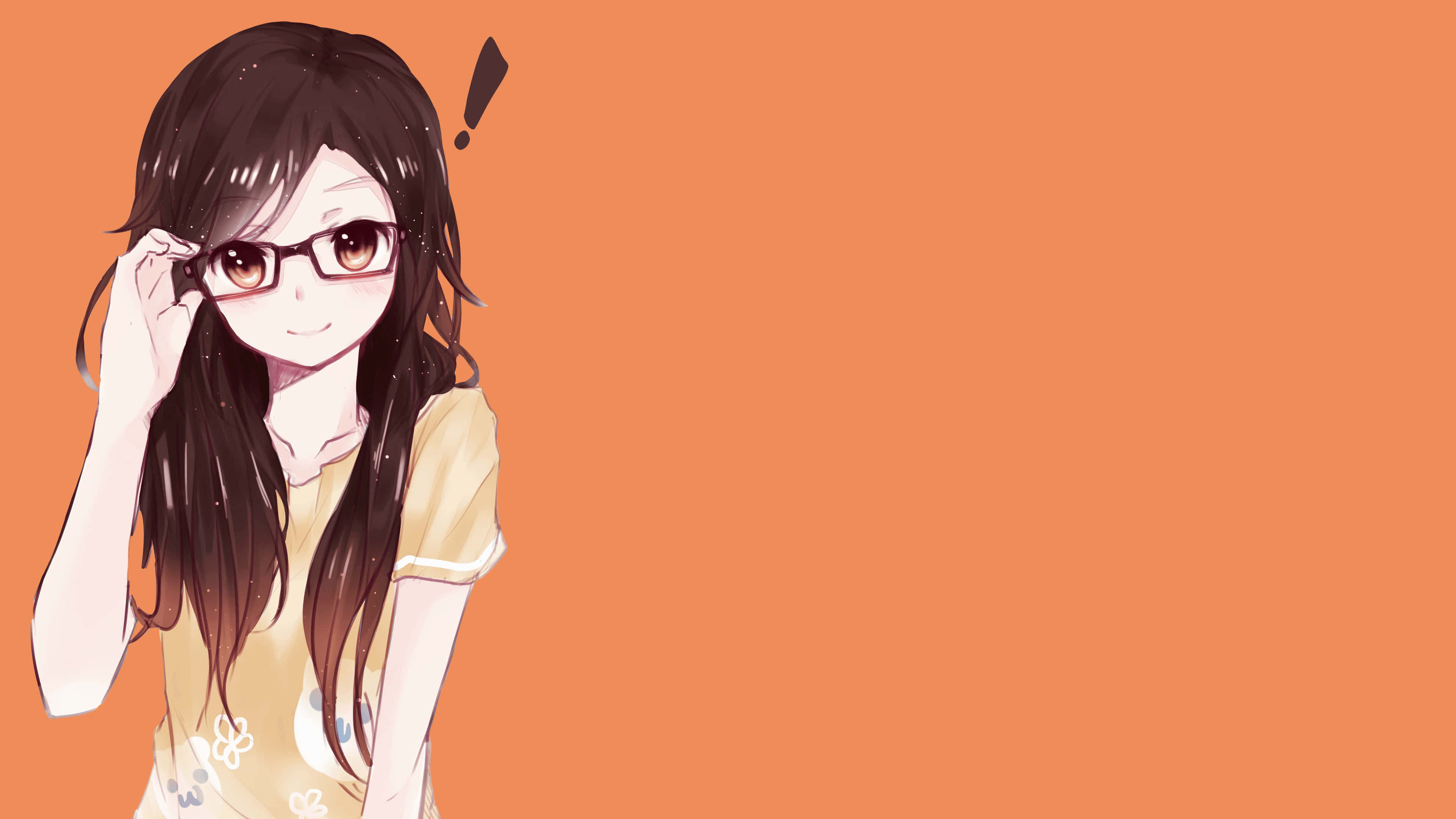 una chica con lentes y fondo amarillo Fondos de pantalla