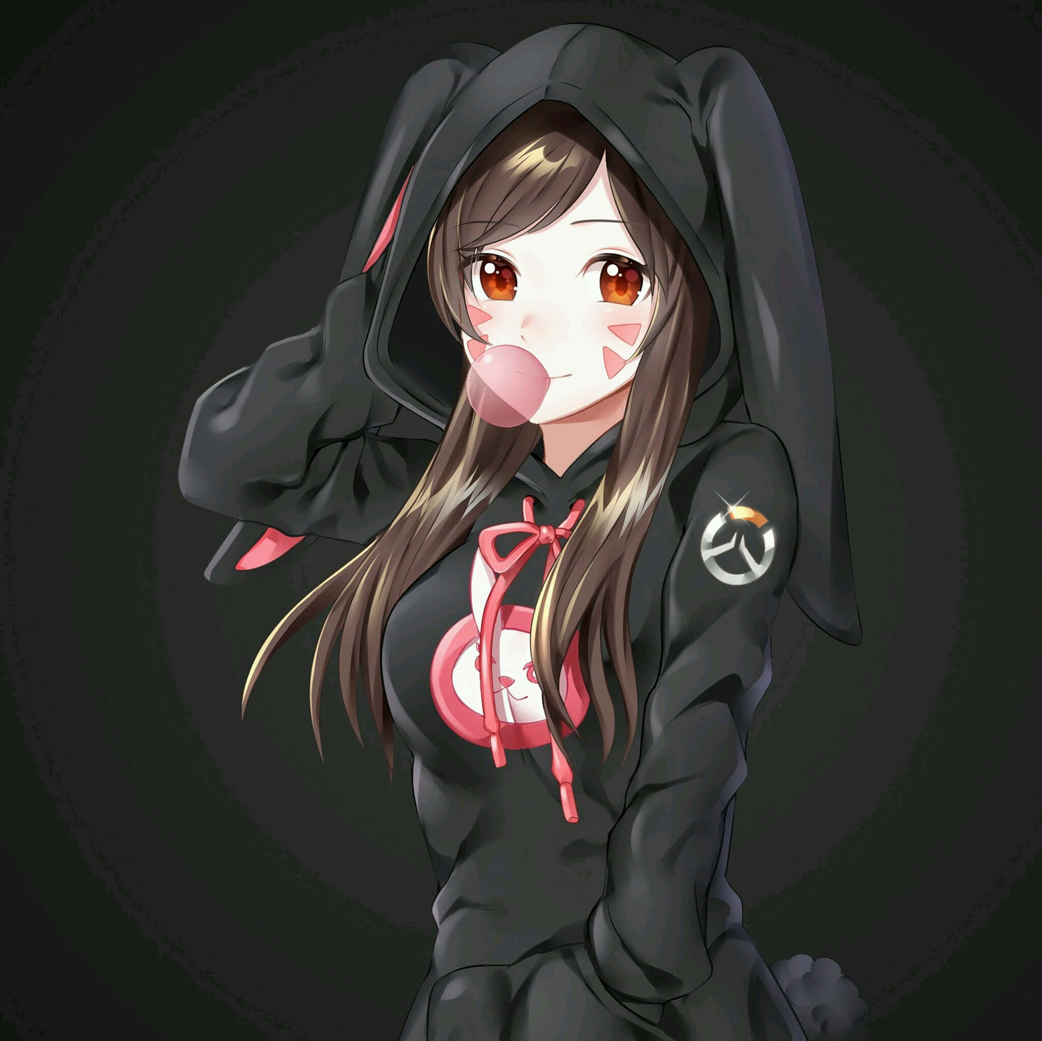 una chica con sudadera negra y gorro de conejo Fondos de pantalla