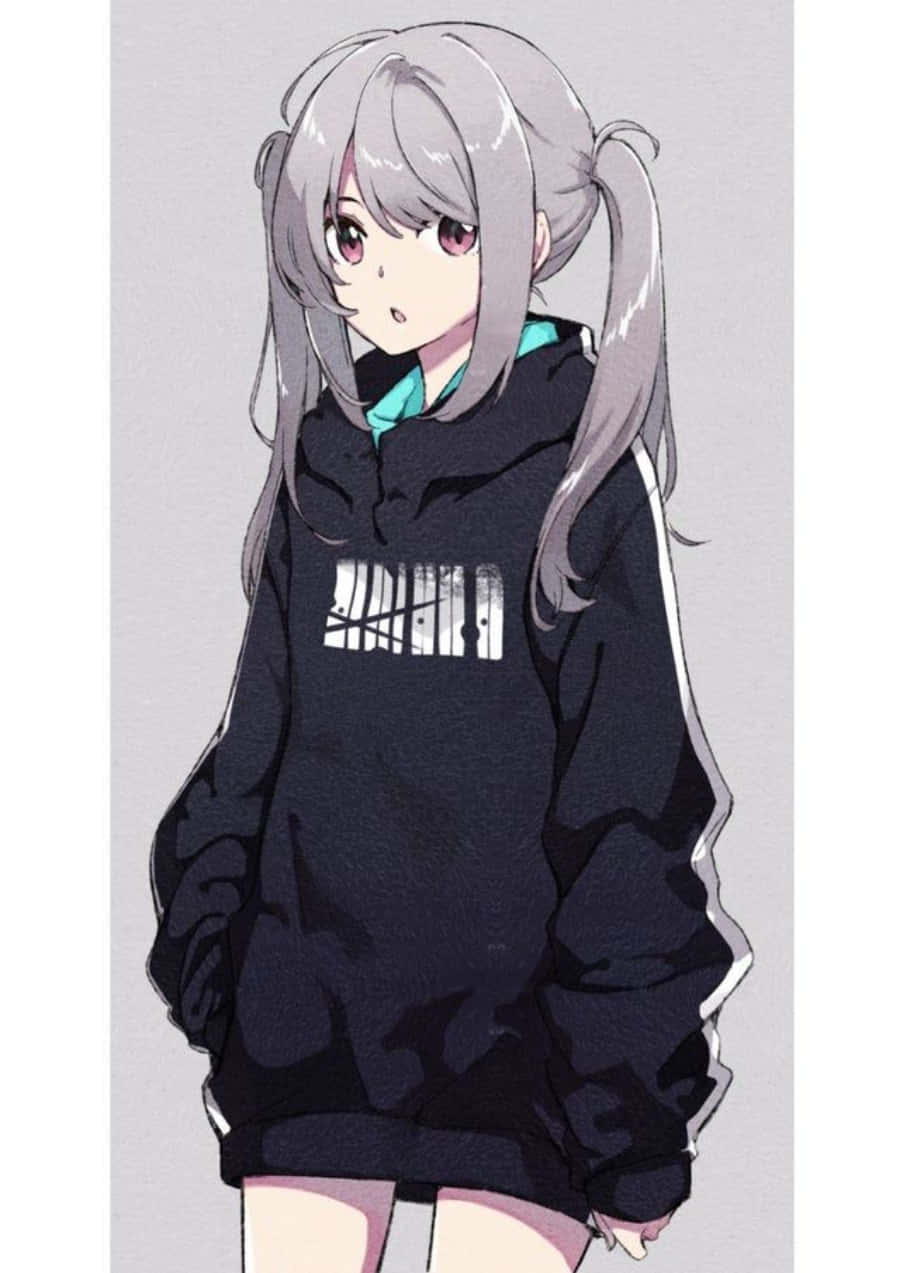 una chica con sudadera negra y cabello gris Fondos de pantalla
