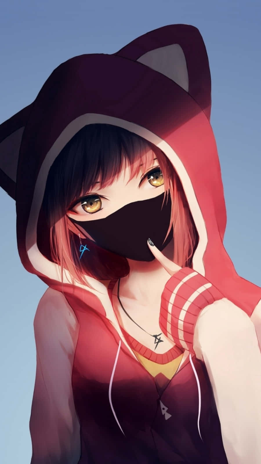 Una chica con sudadera y cubrebocas en el rostro Fondos de pantalla