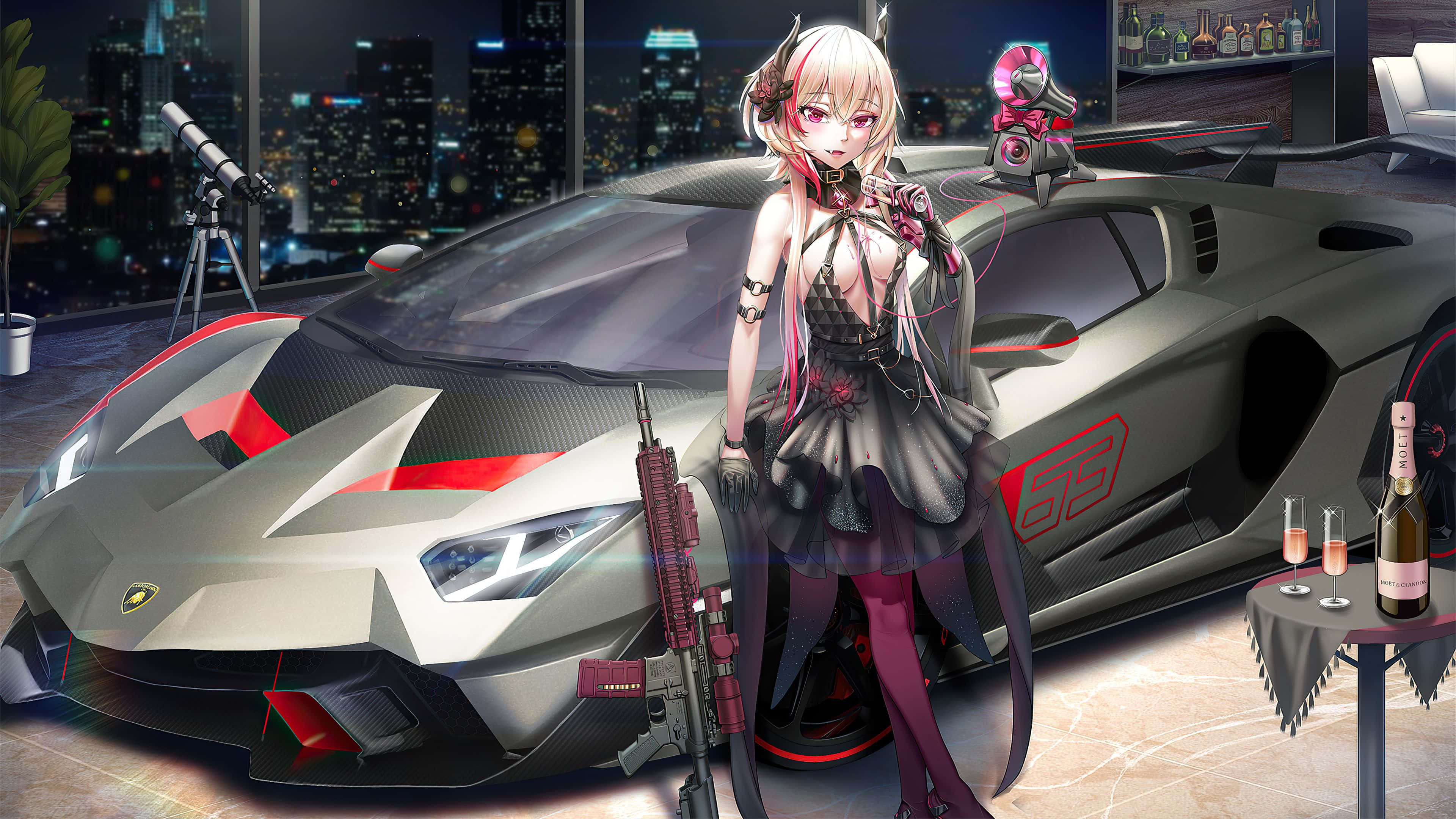 una chica con vestido parada junto a un coche Fondos de pantalla